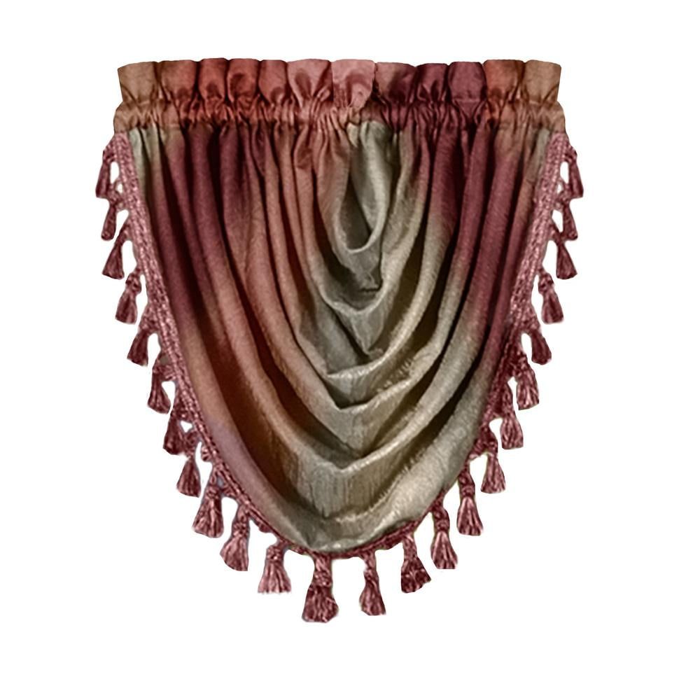 Burgundy Ombre Waterfall Valance with Tassels