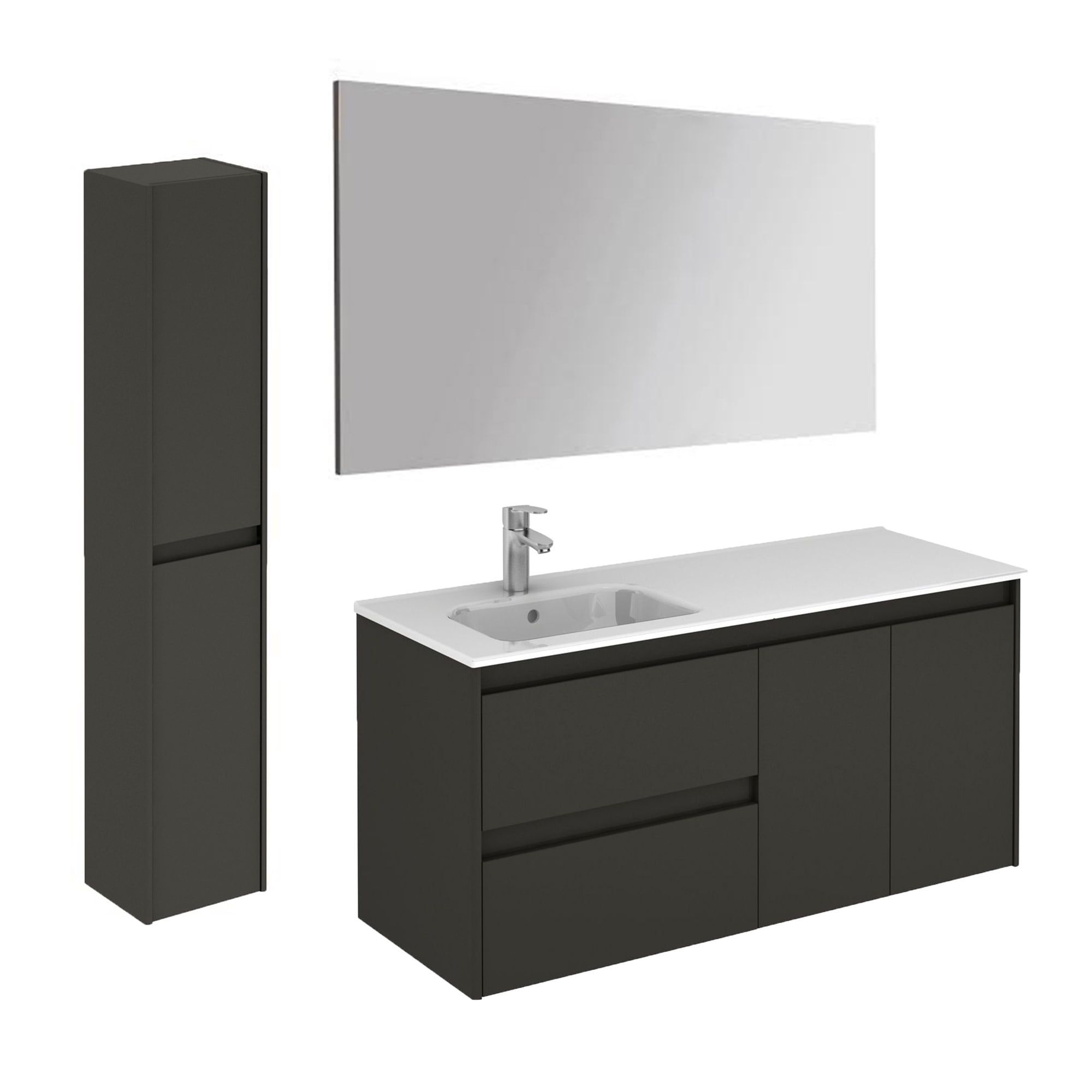 Ambra 48" Chrome Wall-Mounted Single Bathroom Vanity Set with Mirror