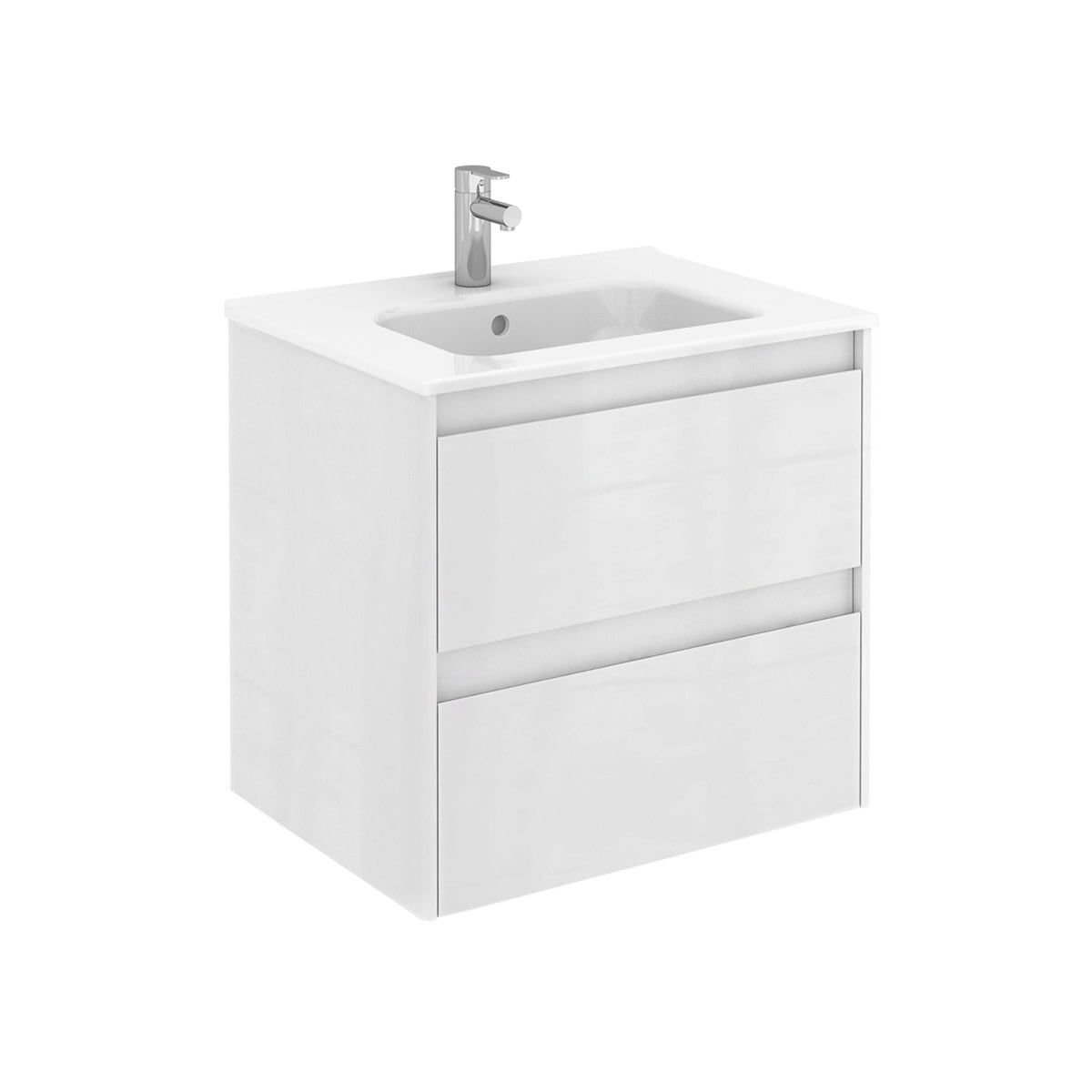 Matte White MDF 24" Wall Mounted Single Sink Vanity Set