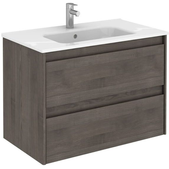 Ambra 32" Modern Wall-Mounted Freestanding Bathroom Vanity with Integral Sink