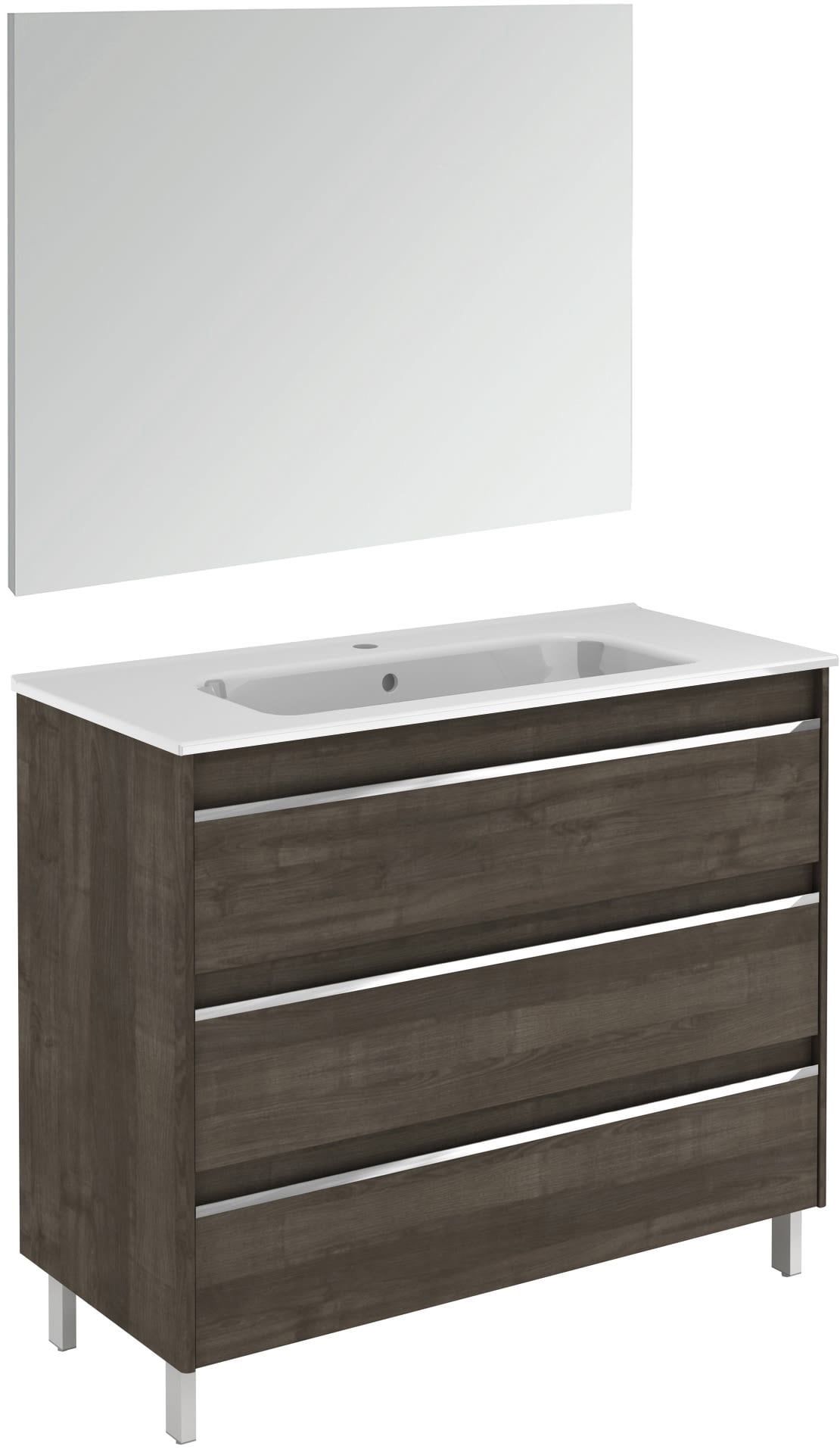 Samara Ash and White 39" Freestanding Single Sink Vanity Set with Brass Hardware