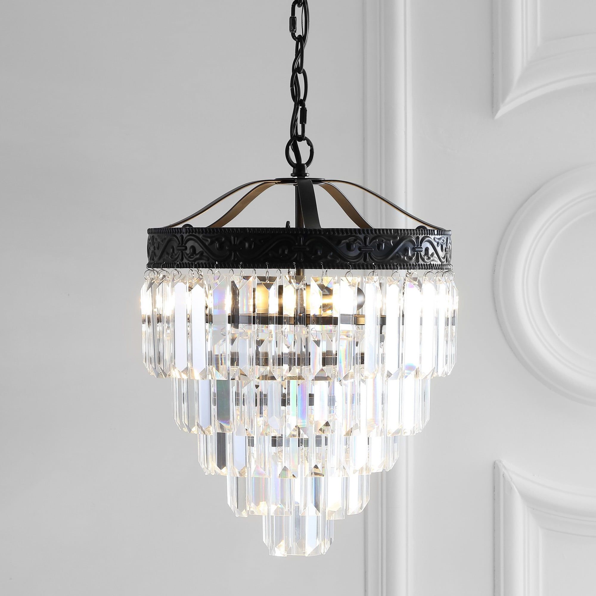 Wyatt Classic 12" Bronze Crystal LED Chandelier