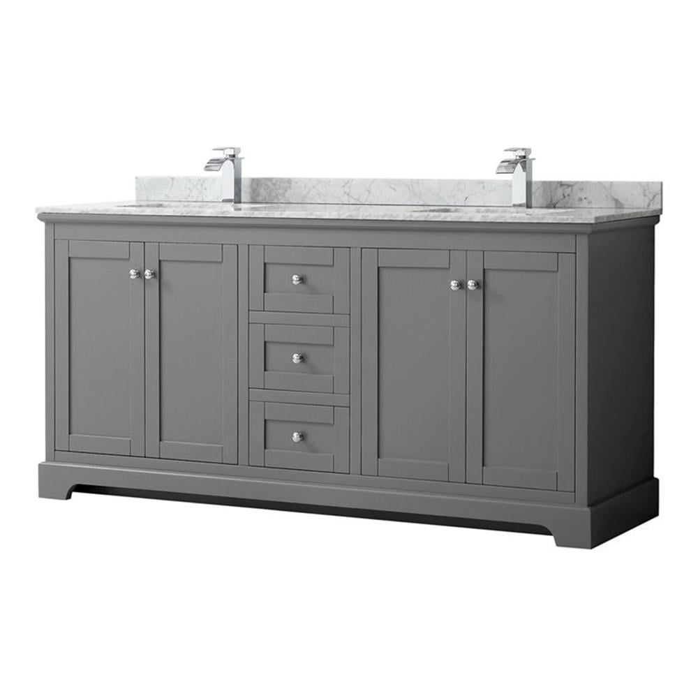 Avery 72" Dark Gray Double Bathroom Vanity with Marble Countertop