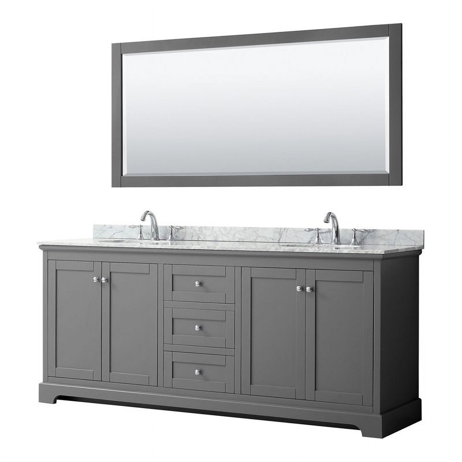 Avery 80" Dark Gray Double Bathroom Vanity with Marble Top