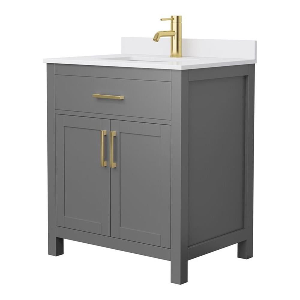 Beckett 30" Dark Gray Single Freestanding Vanity with White Marble Top