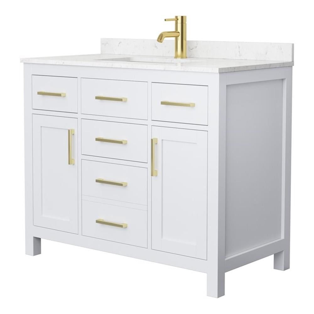 Beckett 42" White and Gold Single Bathroom Vanity