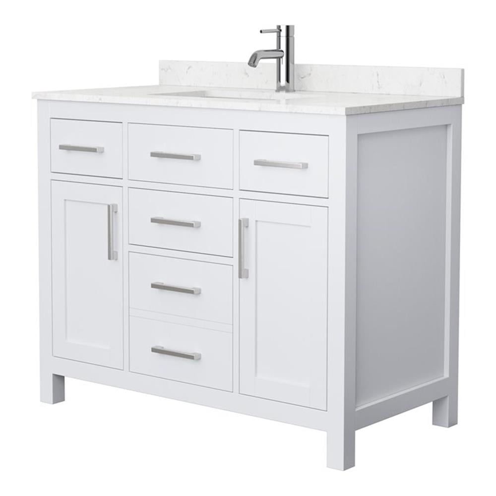 Beckett 42" White Wood Single Bathroom Vanity with Marble Top