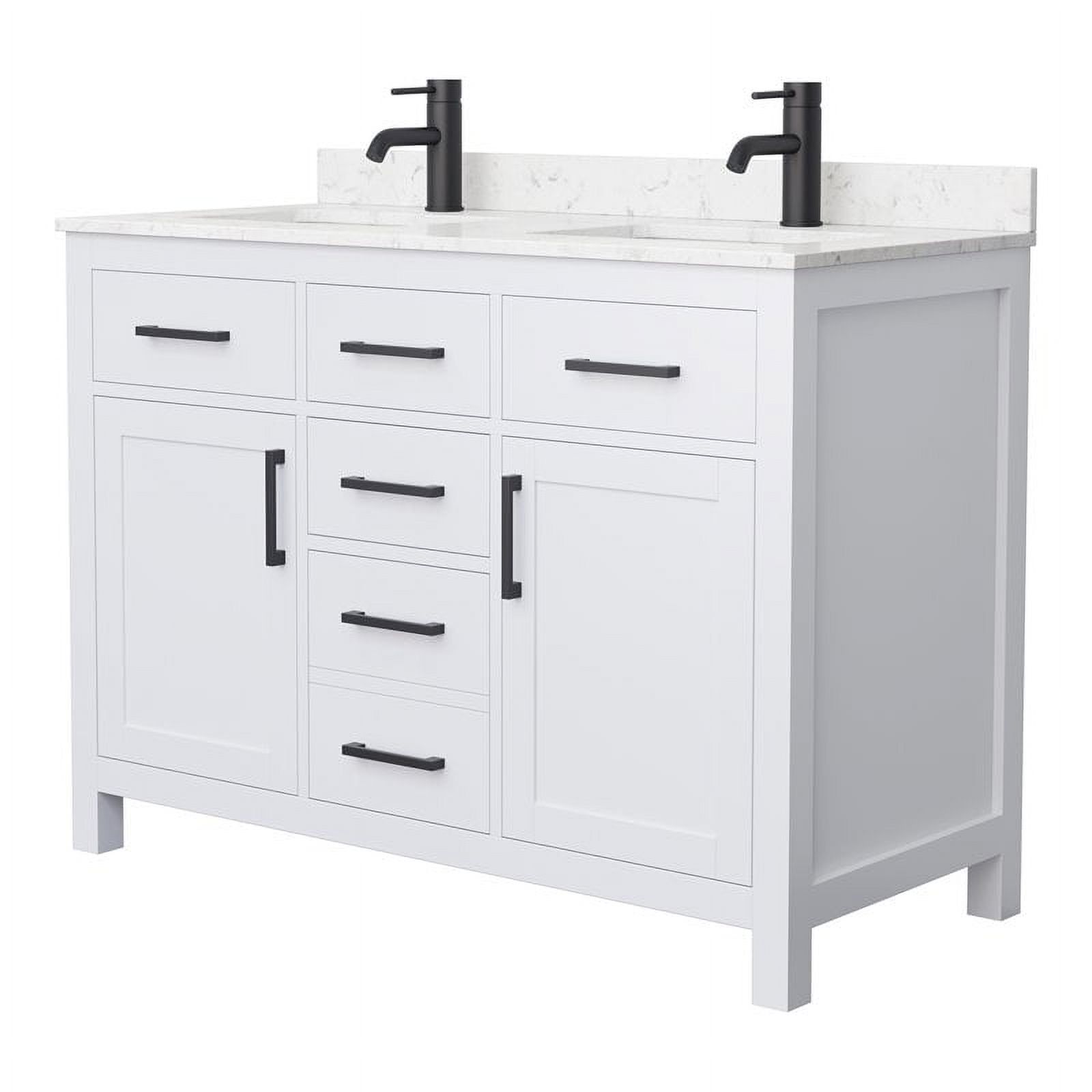 Beckett 48" White Birch Double Bathroom Vanity with Matte Black Hardware