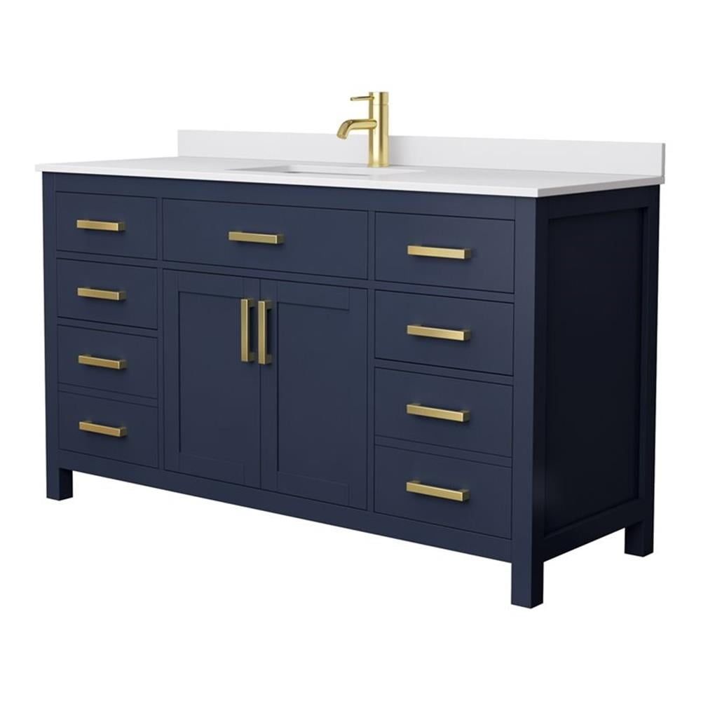 Beckett 60" Dark Blue Freestanding Single Bathroom Vanity with Cultured Marble Top