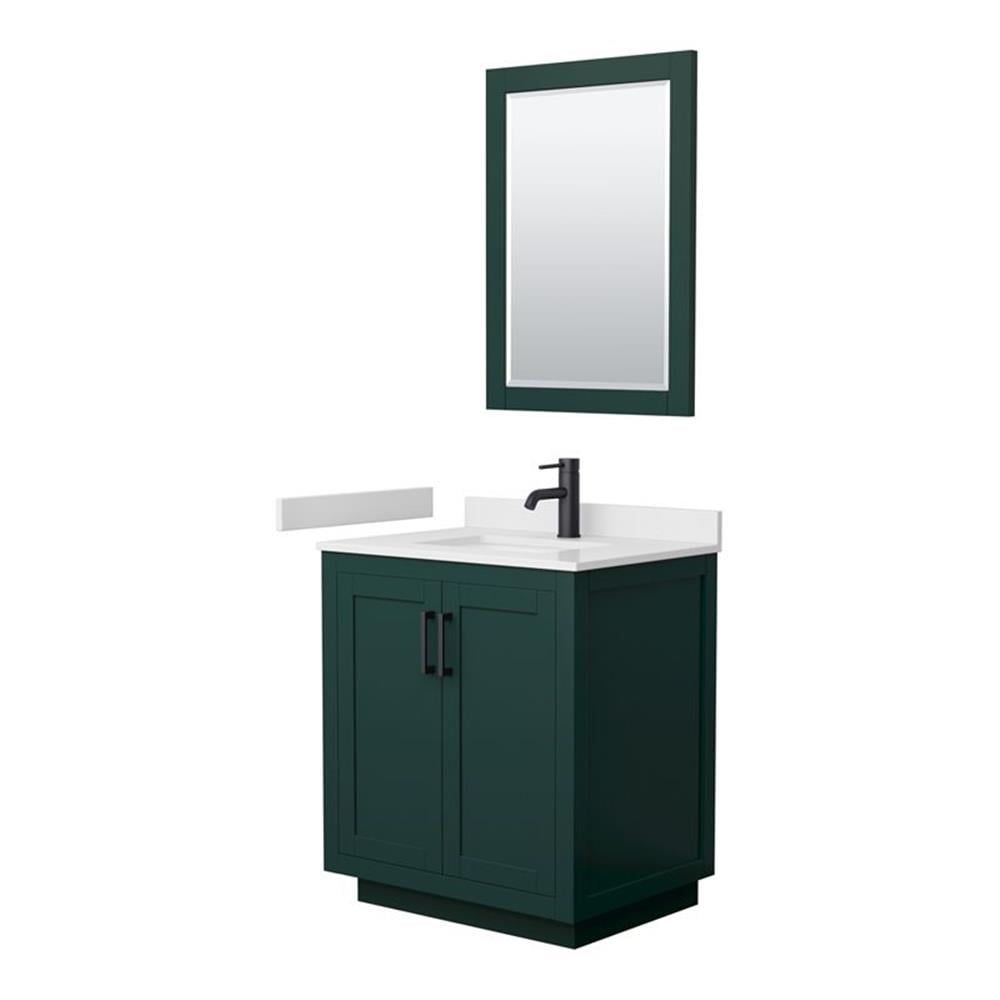 Miranda 30" Green European Shaker Single Bathroom Vanity with Matte Black Trim