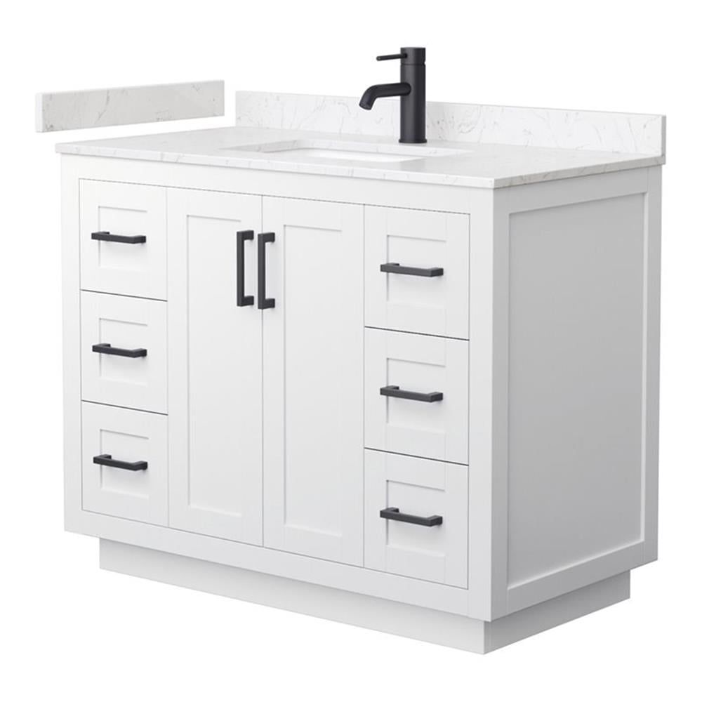 Miranda 42" White and Black Wood & Marble Single Bathroom Vanity