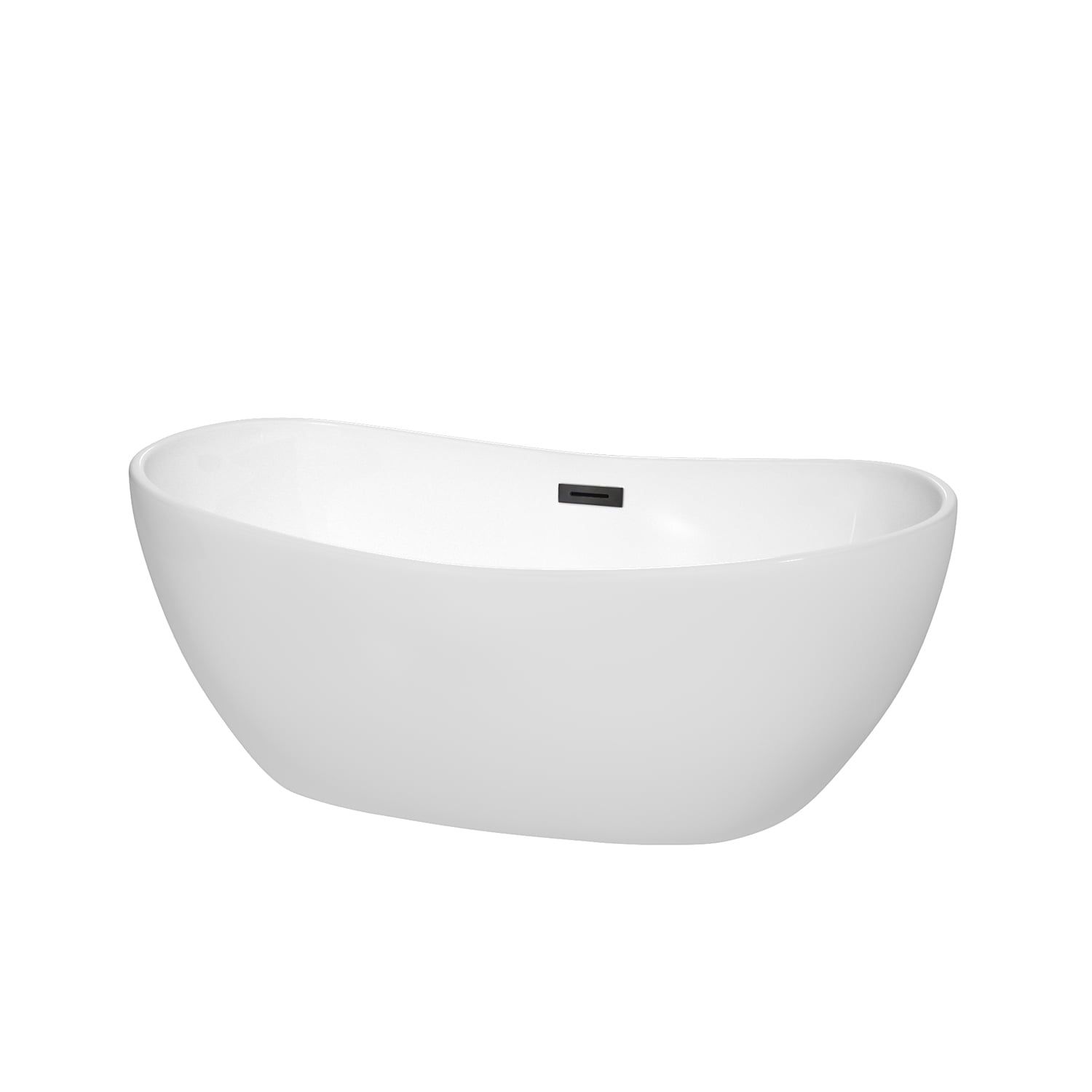 Rebecca 60 Inch White Acrylic Freestanding Bathtub with Matte Black Trim