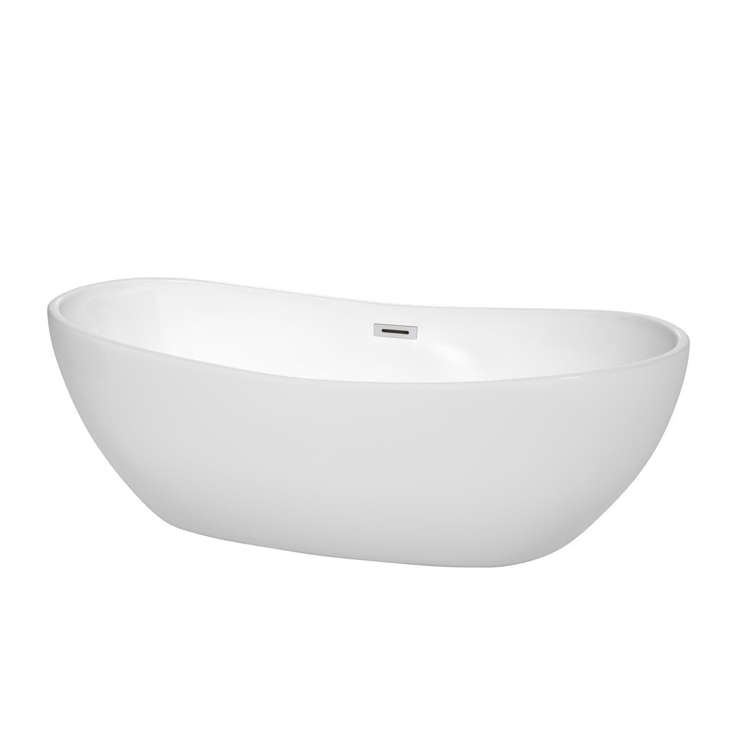 Rebecca 70" White Acrylic Freestanding Bathtub with Chrome Trim