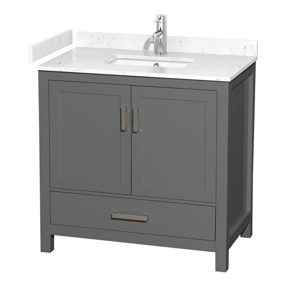 Sheffield 36" Dark Gray Bathroom Vanity with Carrara Marble Top