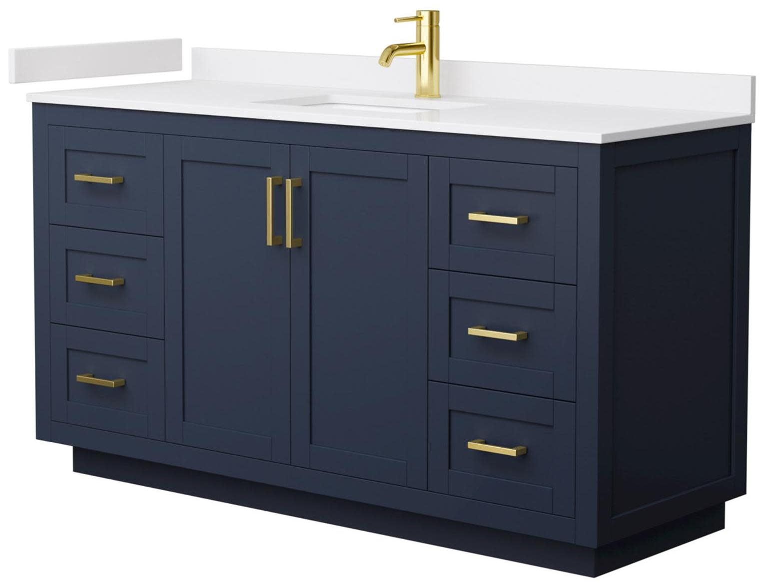 Miranda 60" Dark Blue Single Basin Vanity with White Cultured Marble Top