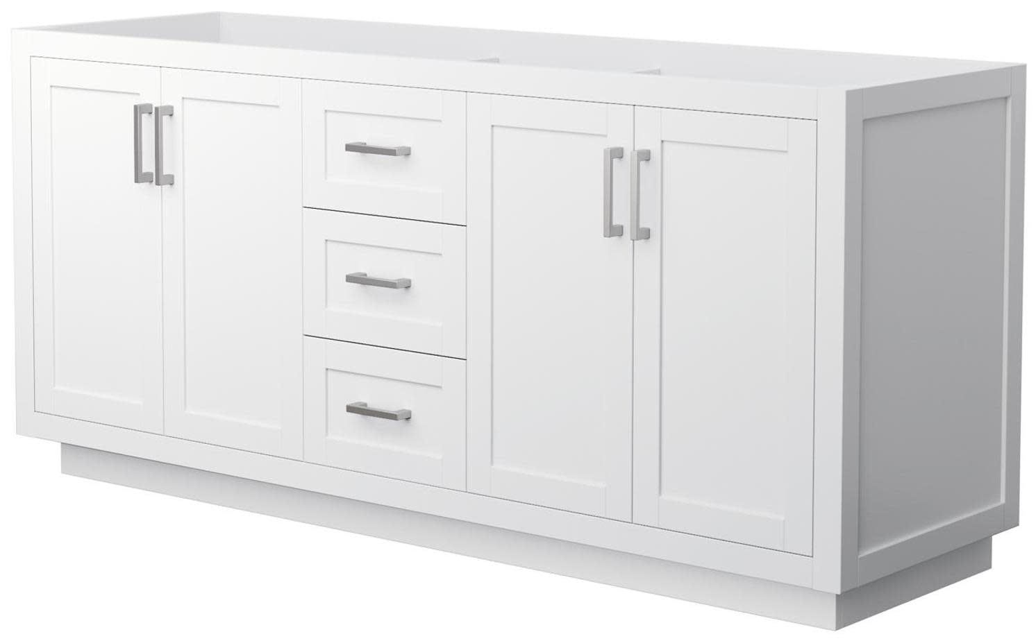 Miranda 72" White Double Freestanding Vanity with Brushed Nickel Hardware