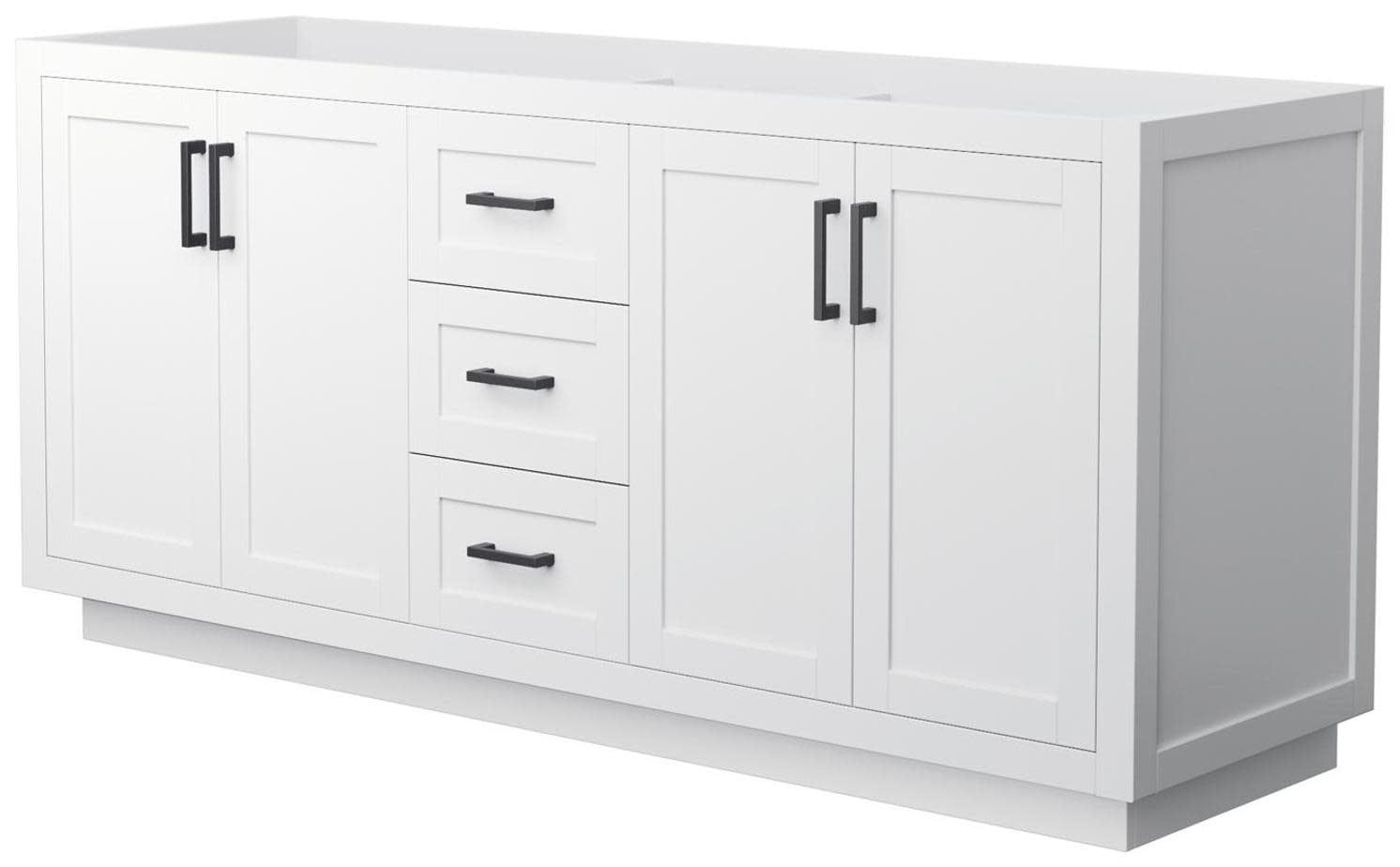 Miranda 72" White Double Freestanding Vanity with Matte Black Hardware