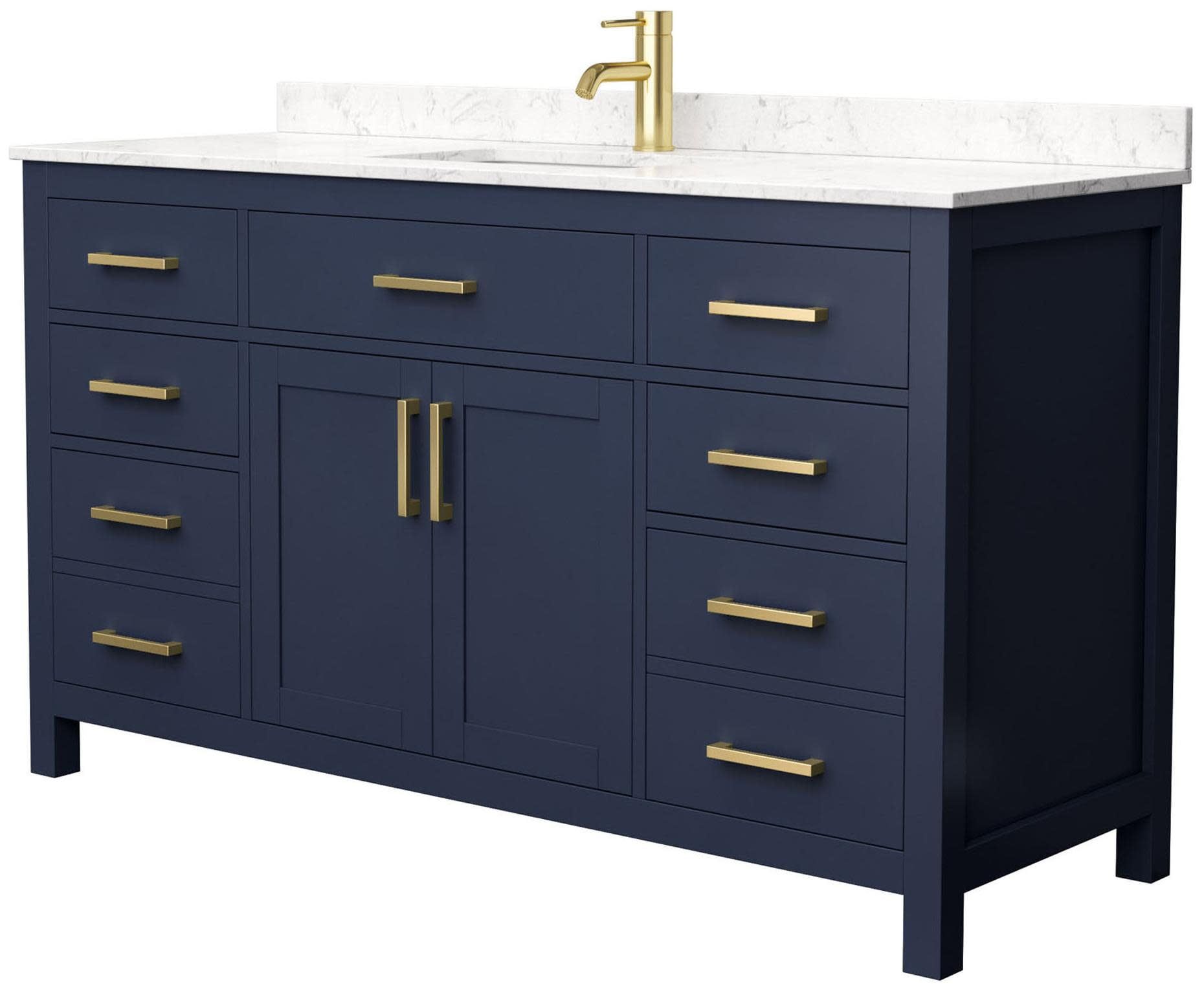 Beckett 60" Dark Blue Freestanding Single Vanity with Cultured Marble Top