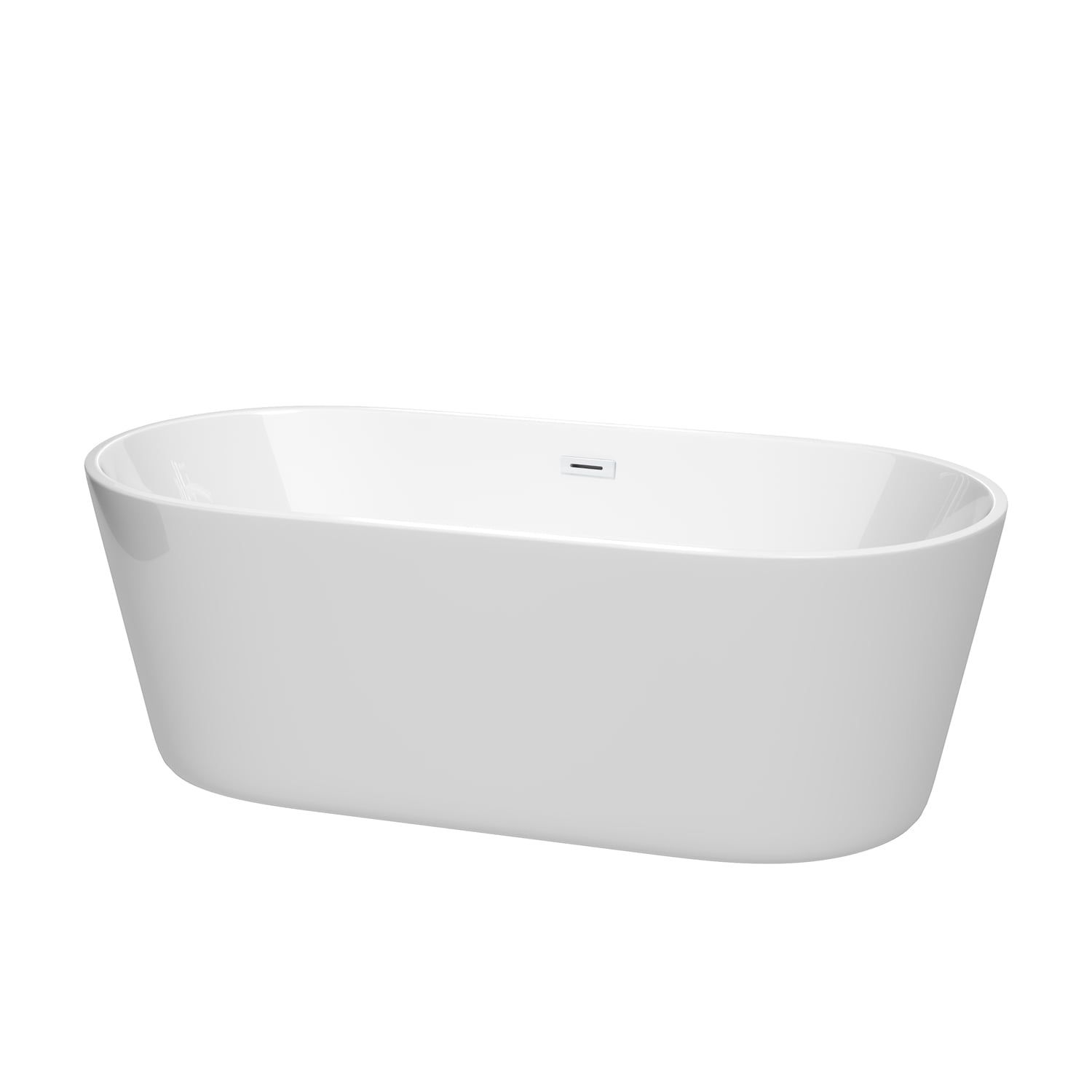 Carissa 67-Inch White Acrylic Freestanding Bathtub with Shiny White Trim