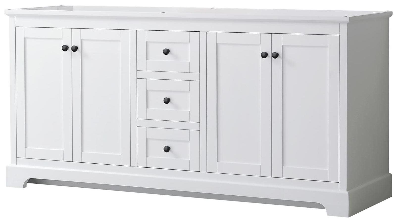 Avery 72" White Double Freestanding Vanity with Matte Black Hardware