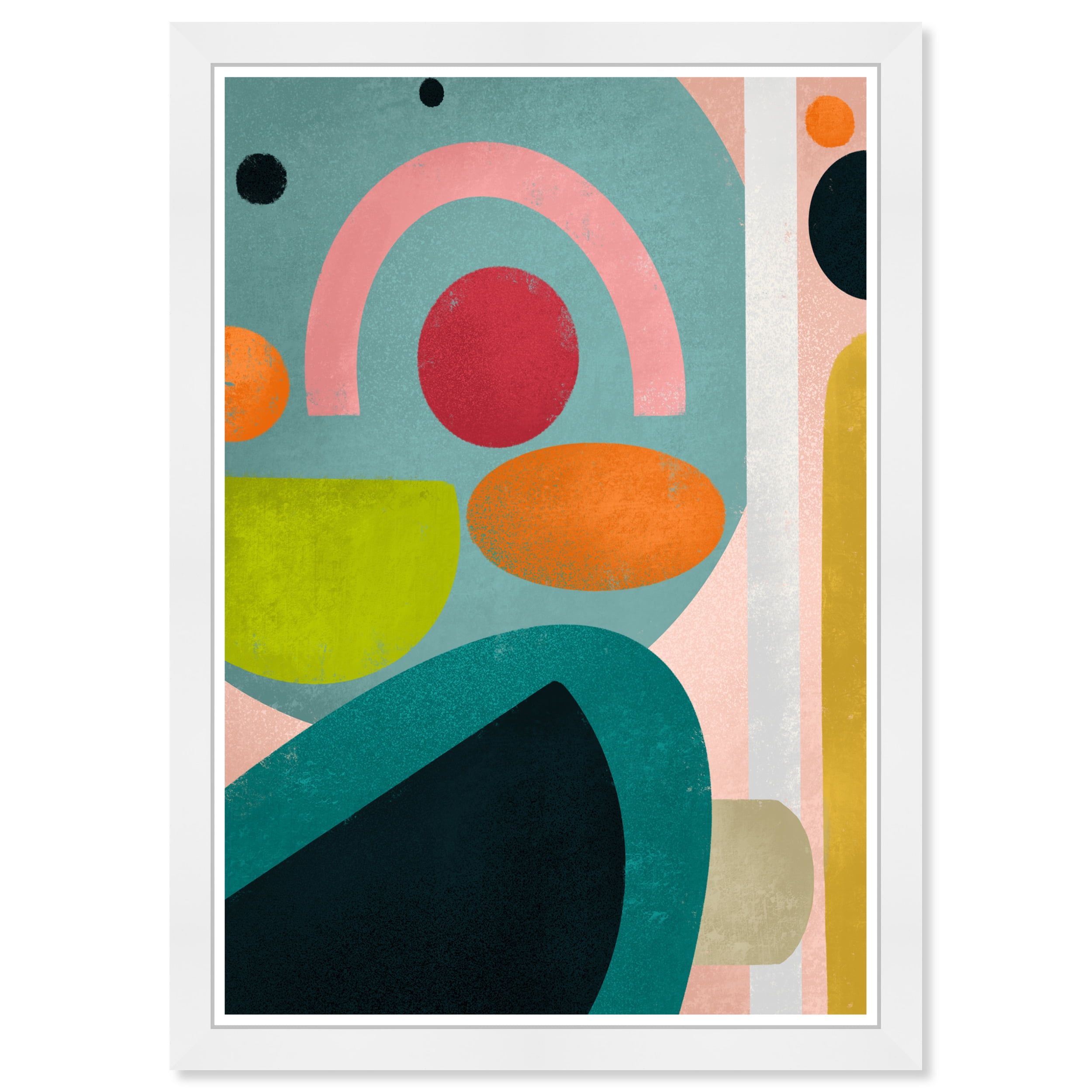 Bright Fun Multicolor Abstract Canvas Print with White Frame