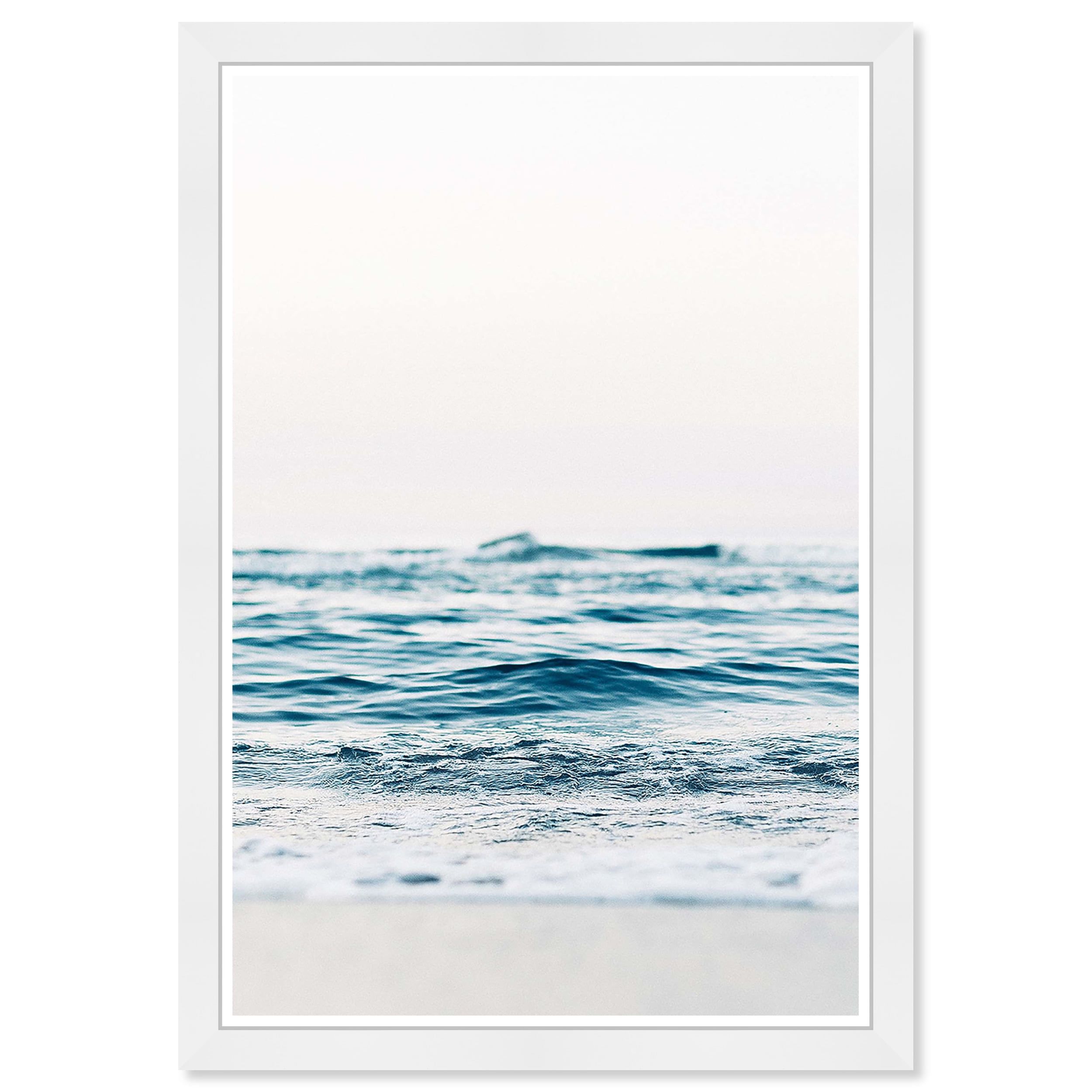 Mitad Sea Vertical Coastal Canvas Print with White Frame