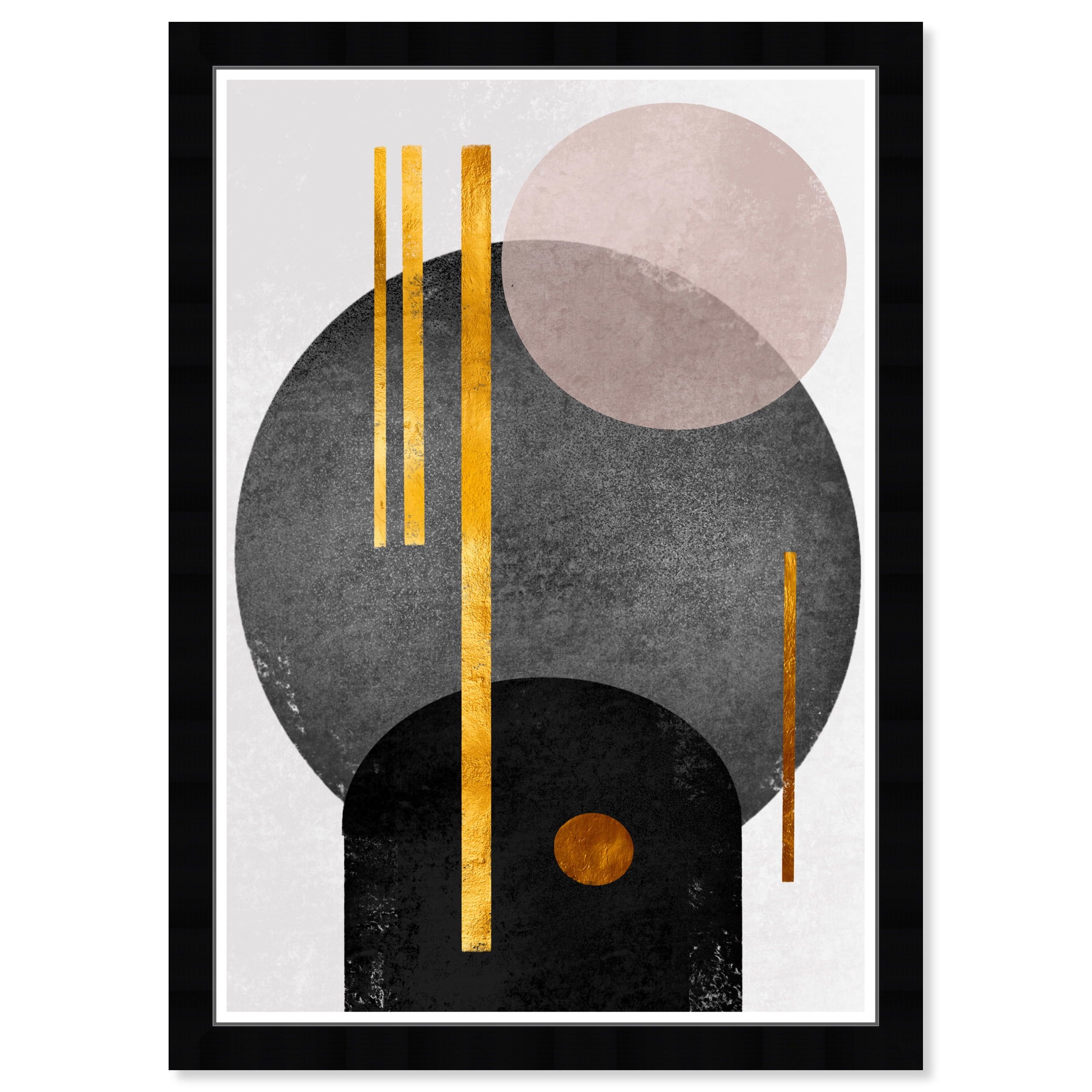 Modern Abstract Geometric Canvas Print in Black and Gold