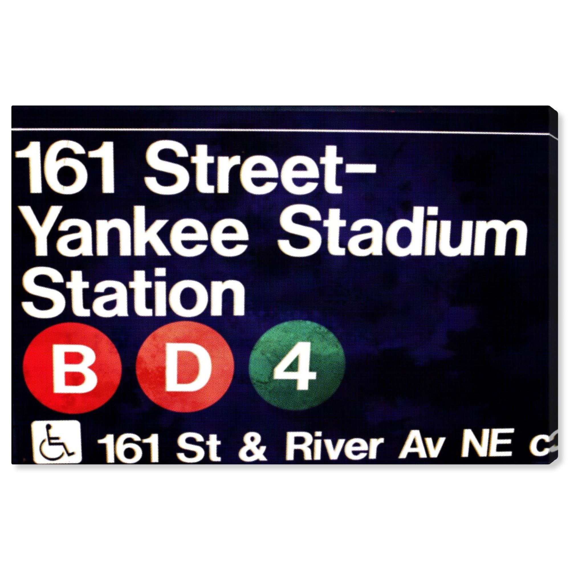 Yankee Stadium Subway Sign Black and White Canvas Print, 30" x 20"