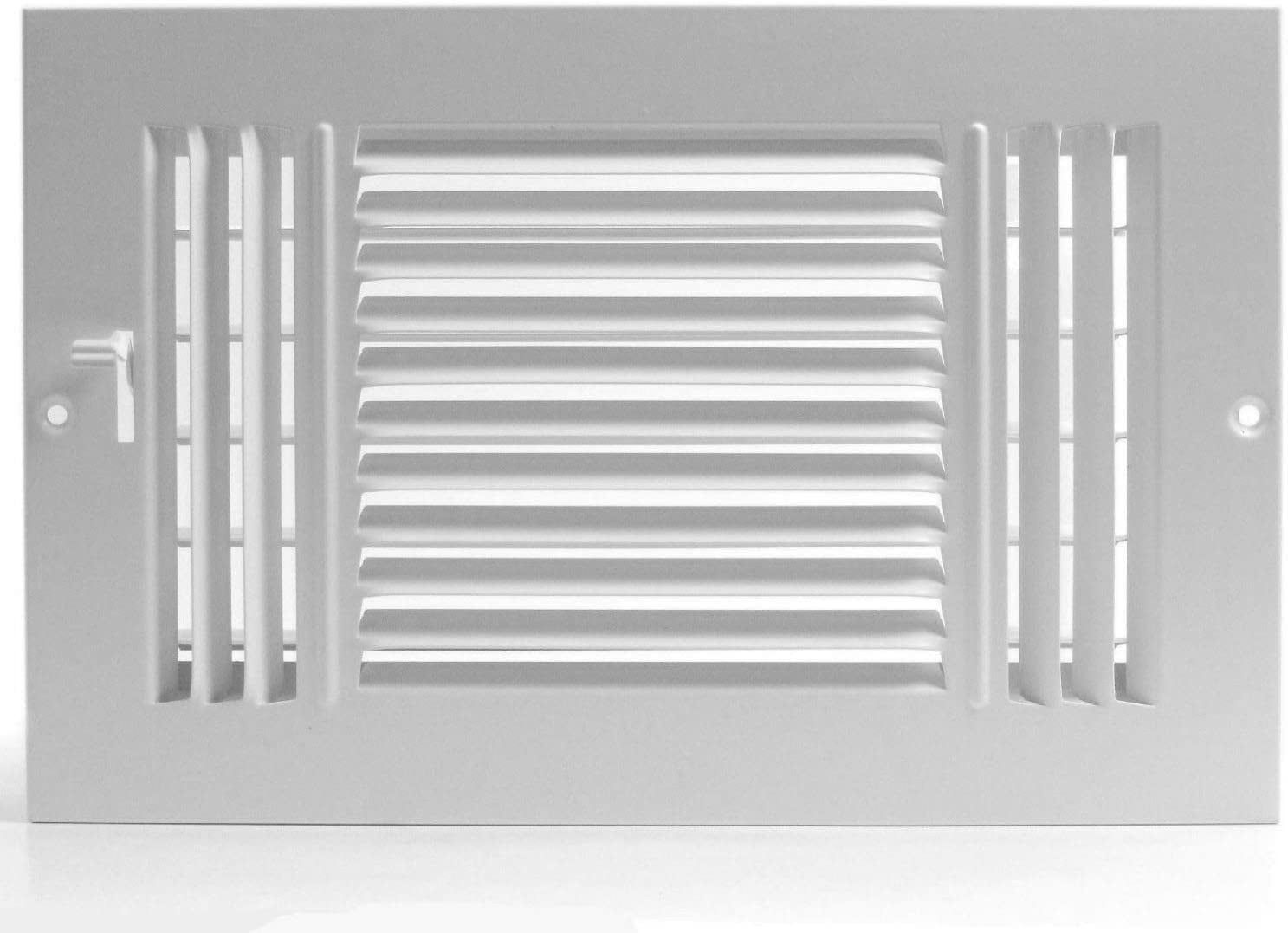 8" x 4" White Steel 3-Way Air Supply Grille