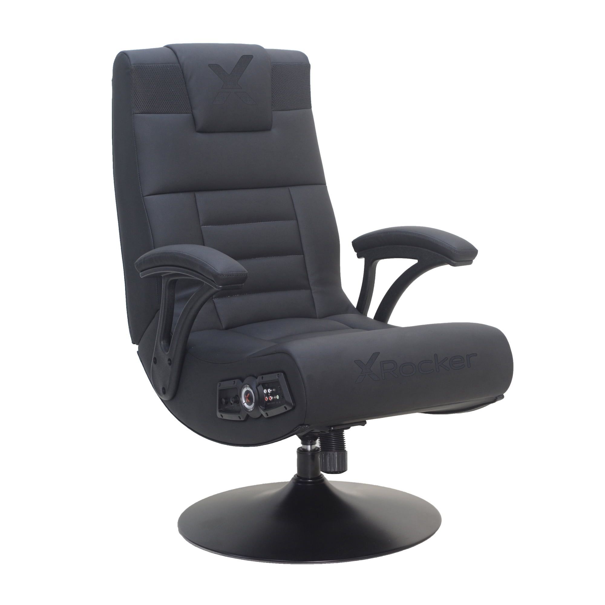 Black PU Leather Wireless Audio Gaming Chair with Pedestal