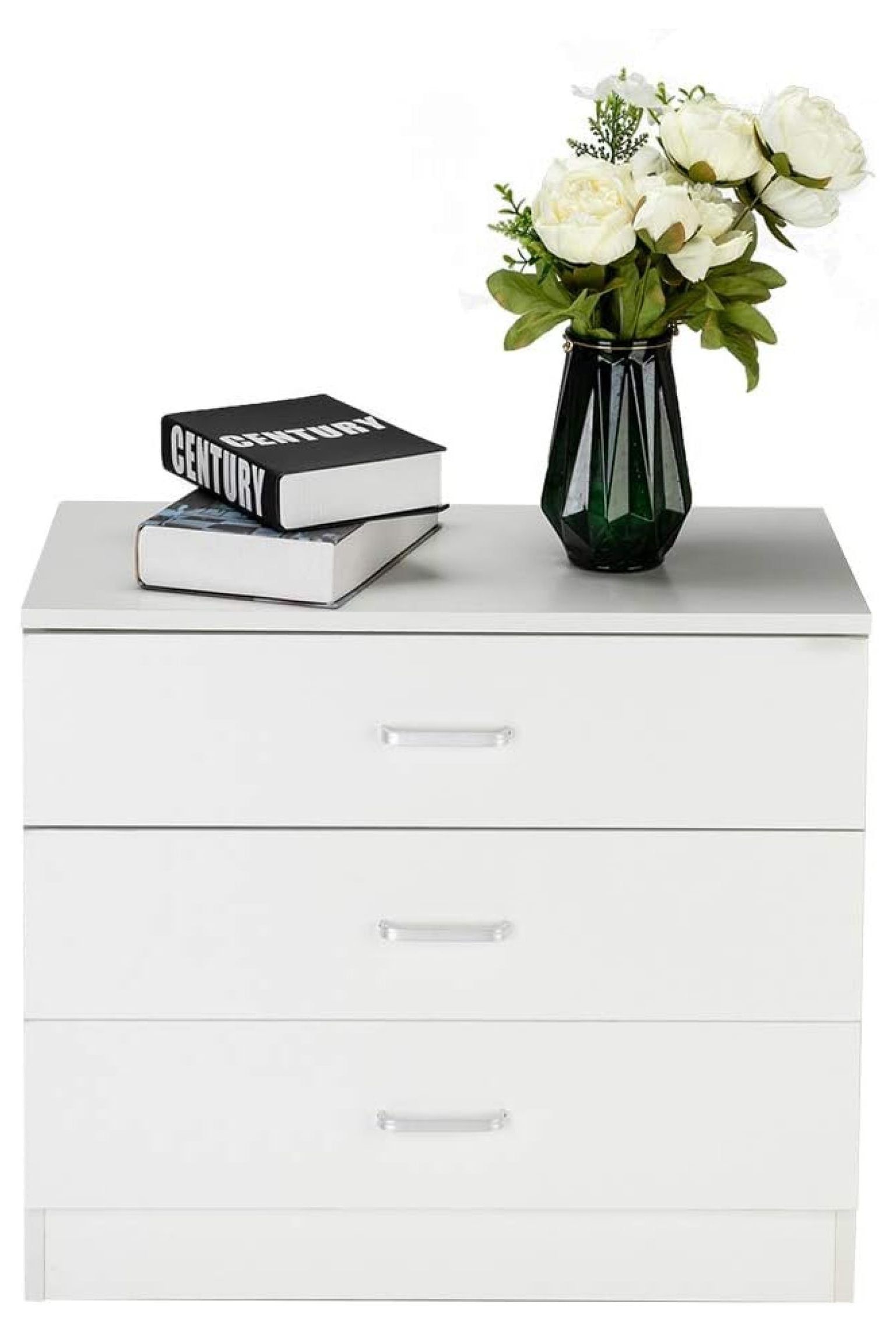 White Modern 3-Drawer Indoor Bedside Table