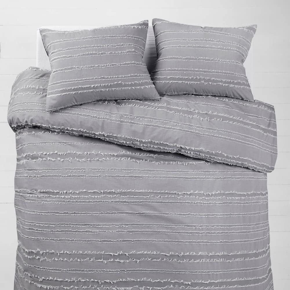 Twin Medium Grey Microfiber Reversible Comforter and Sham Set