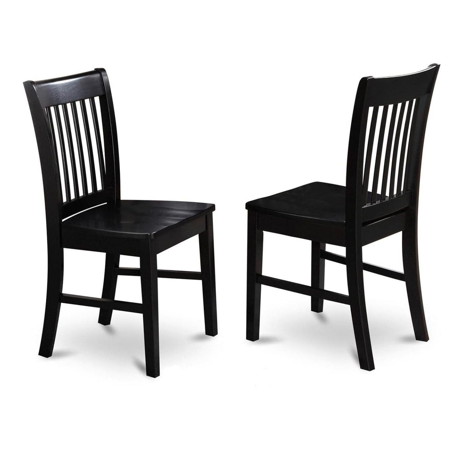 Norfolk Black Wood Slat Back Side Chairs, Set of 2