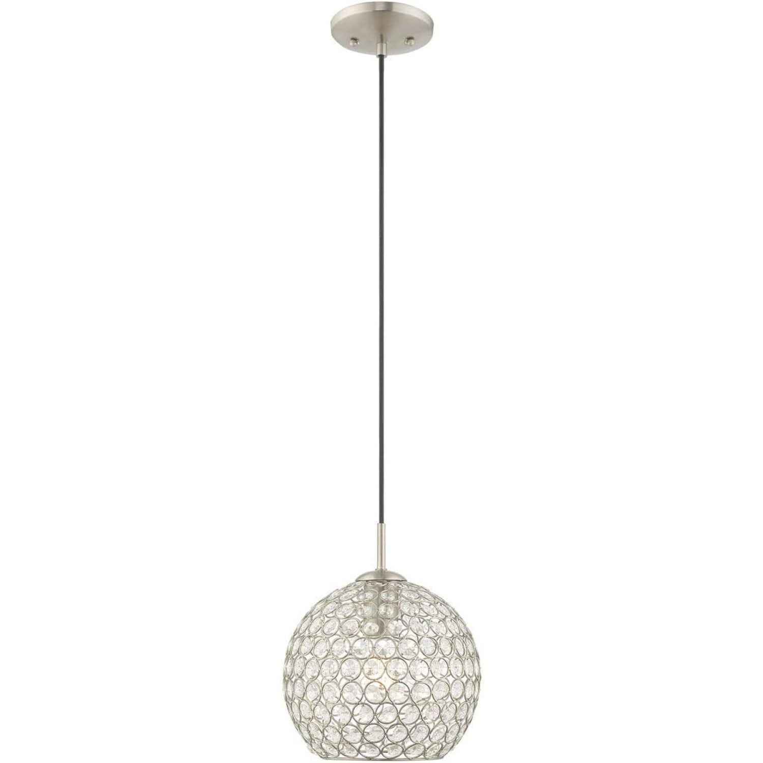 Cassandra Brushed Nickel Mini Globe Pendant with Clear Crystals