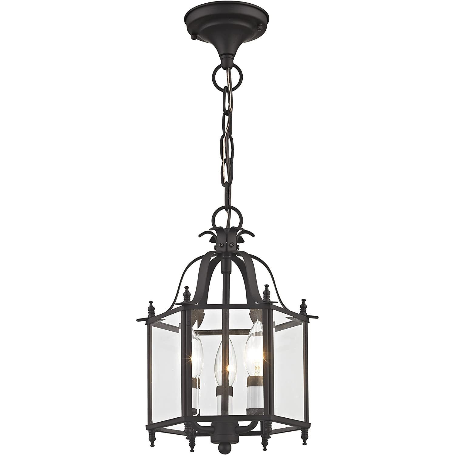 Livingston Bronze Mini Pendant/Ceiling Mount with Clear Beveled Glass