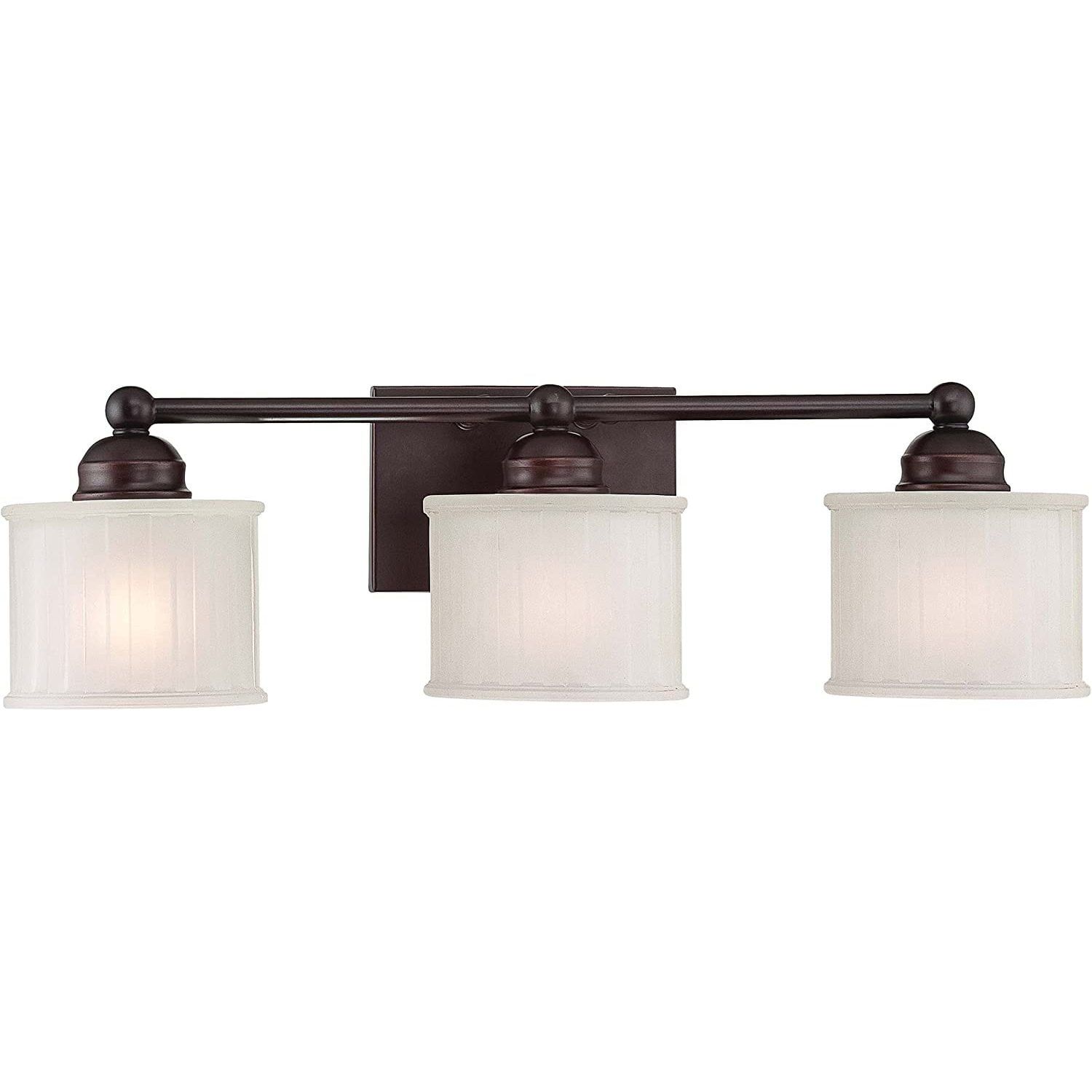 Lathan Bronze 3-Light Vanity with Etched Glass Pleat