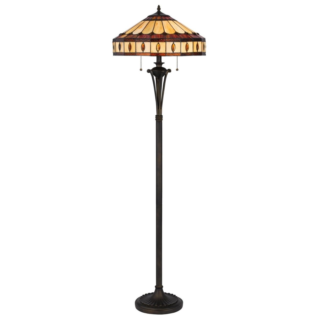 Xia 61" Tiffany Style Stained Glass Floor Lamp in Antique Bronze