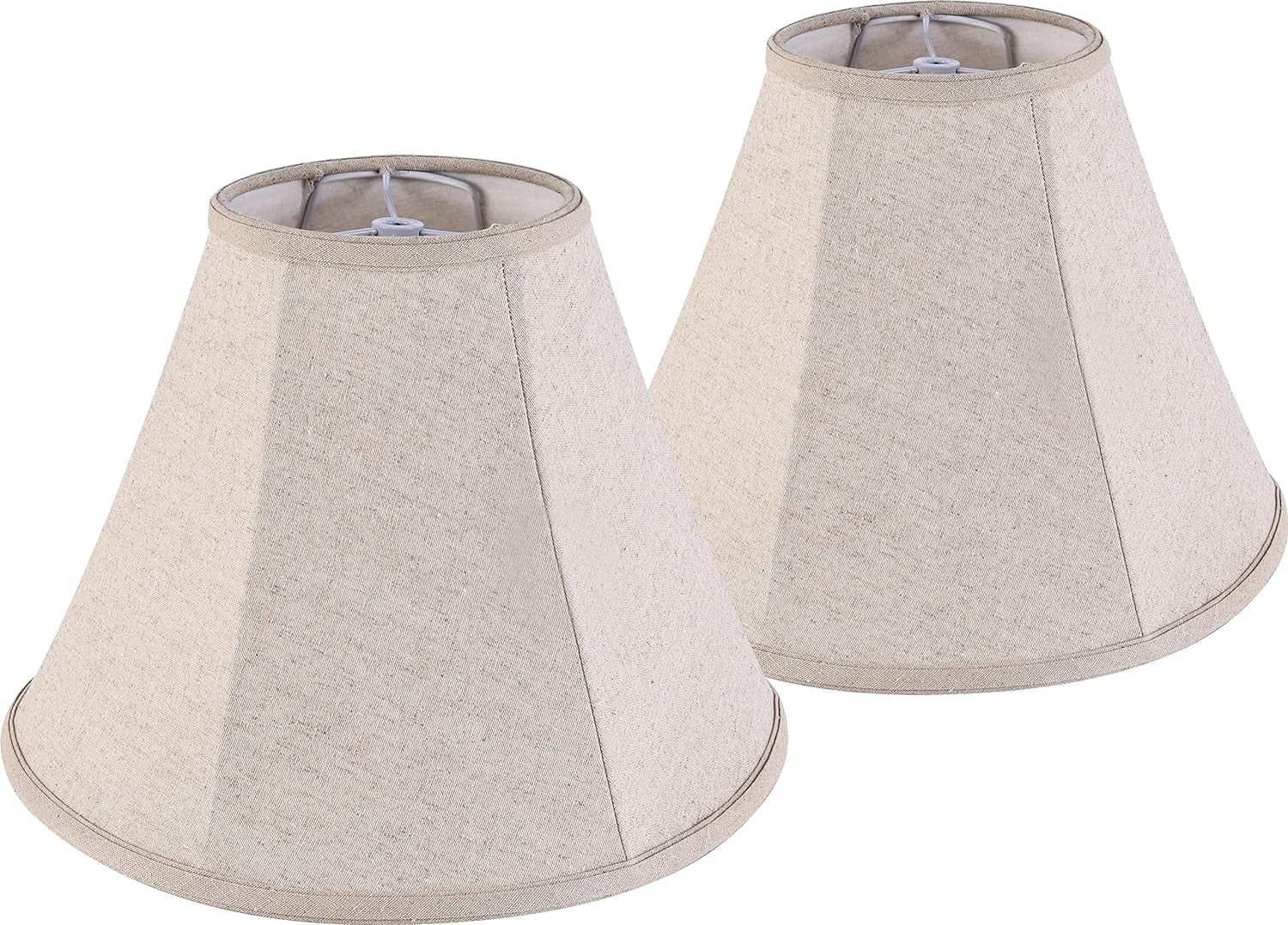 Beige Linen Bell Lampshades Set of 2 for Table and Floor Lamps