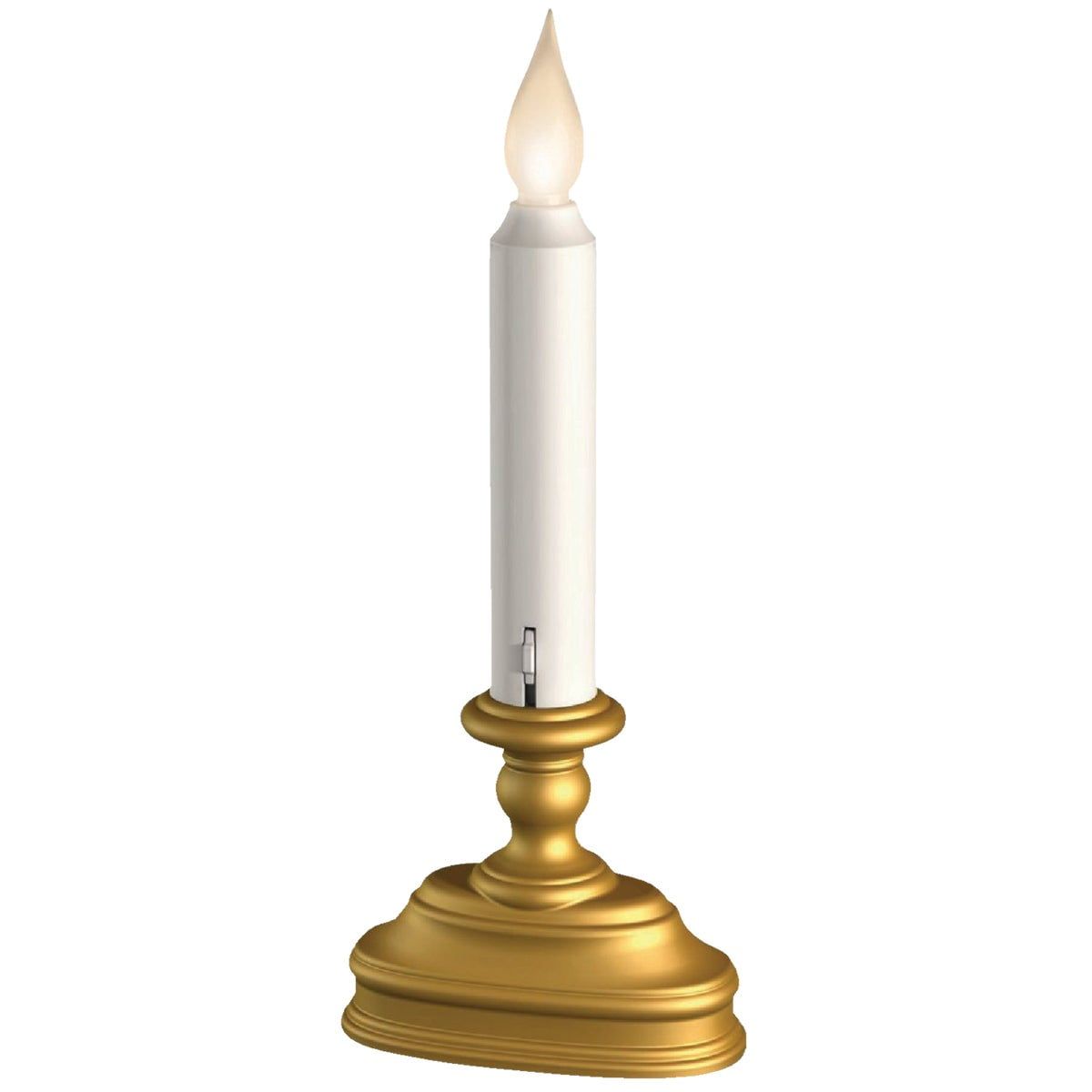 Gold and White Flameless LED Window Candle with Sensor