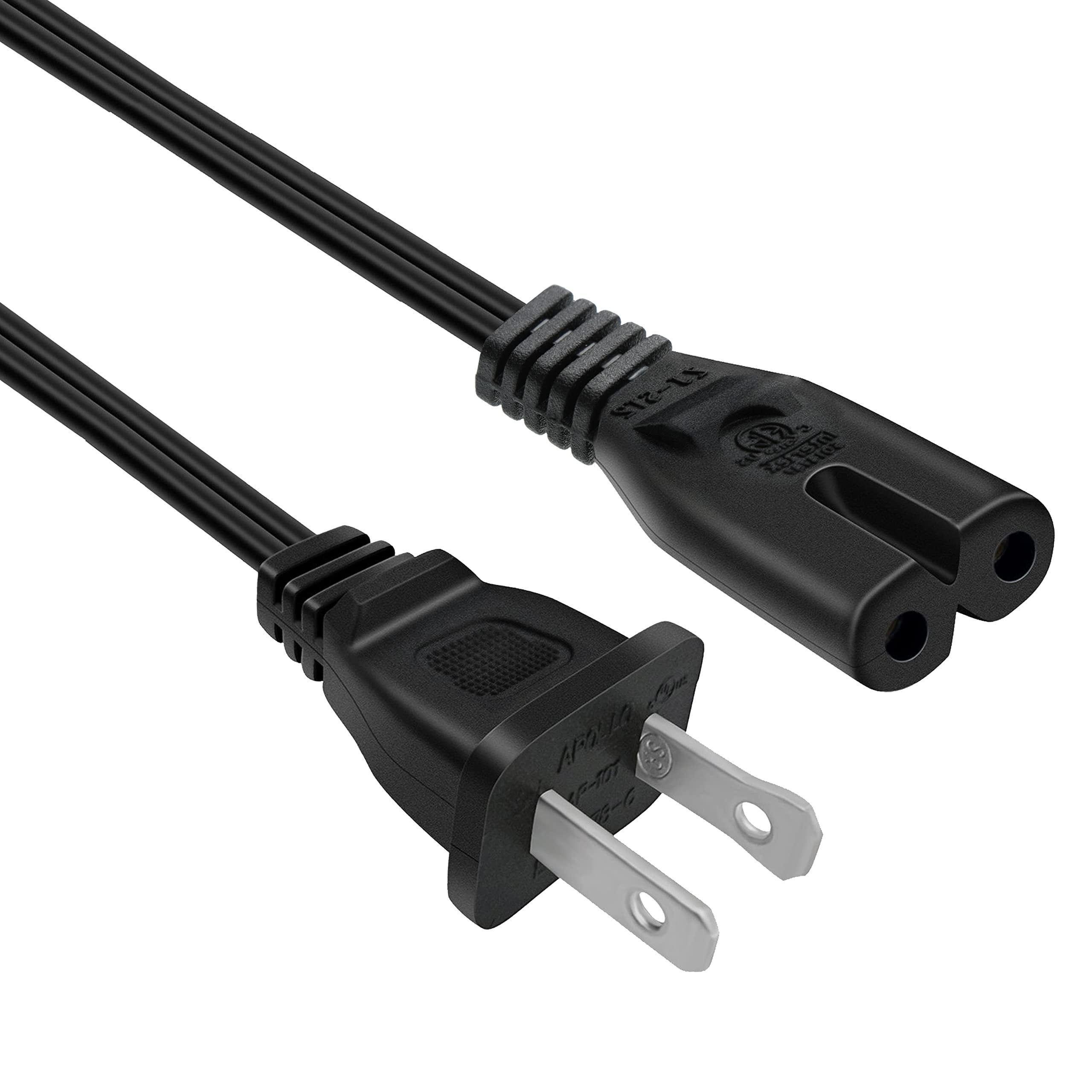 10ft Black Non-Polarized AC Power Cord for Appliances