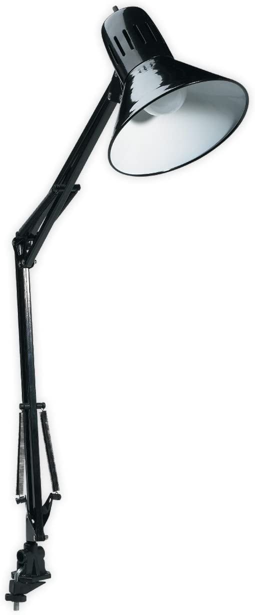 Adjustable Black Metal Swing Arm Clip-on Desk Lamp