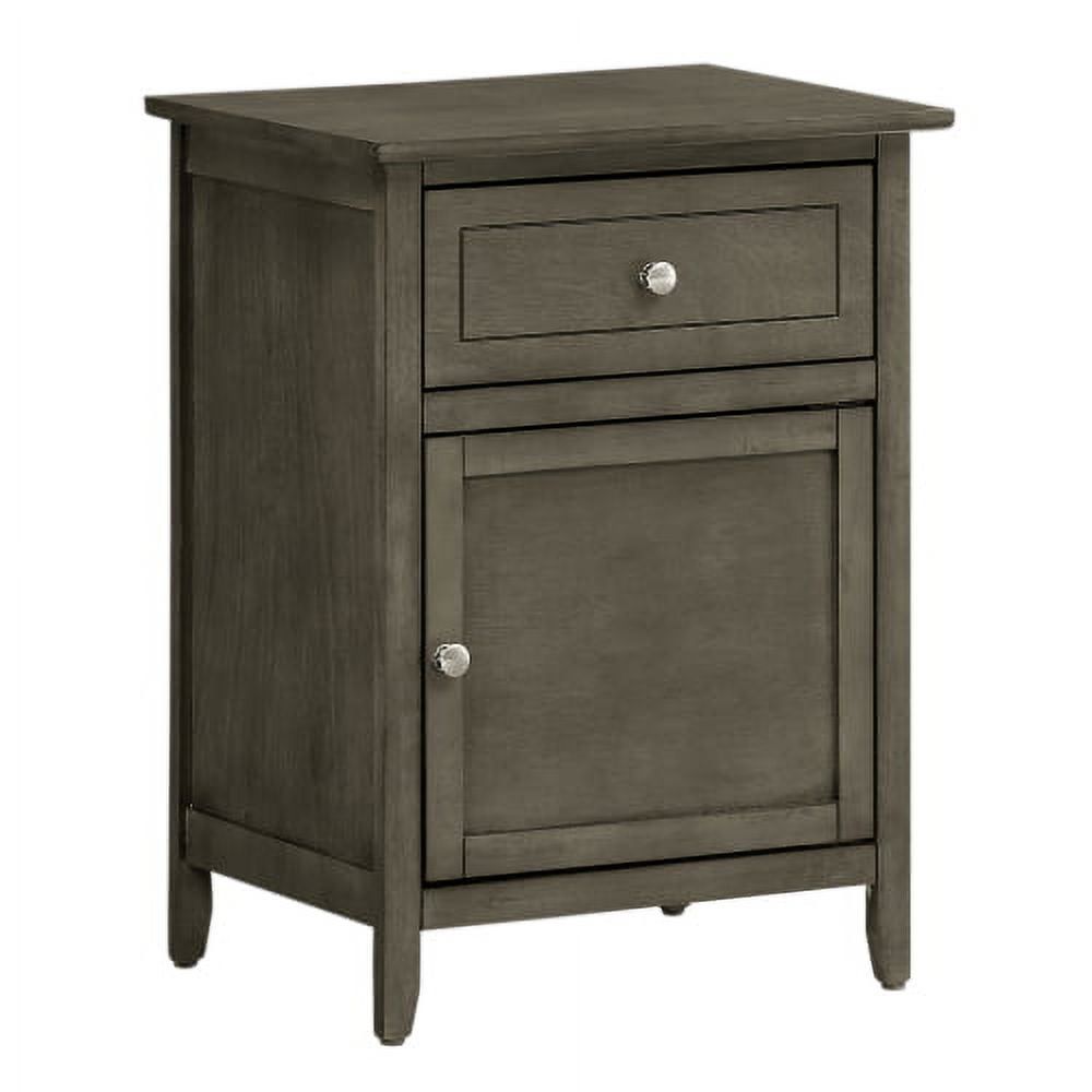 Transitional Gray Wood and Nickel Single Drawer Nightstand