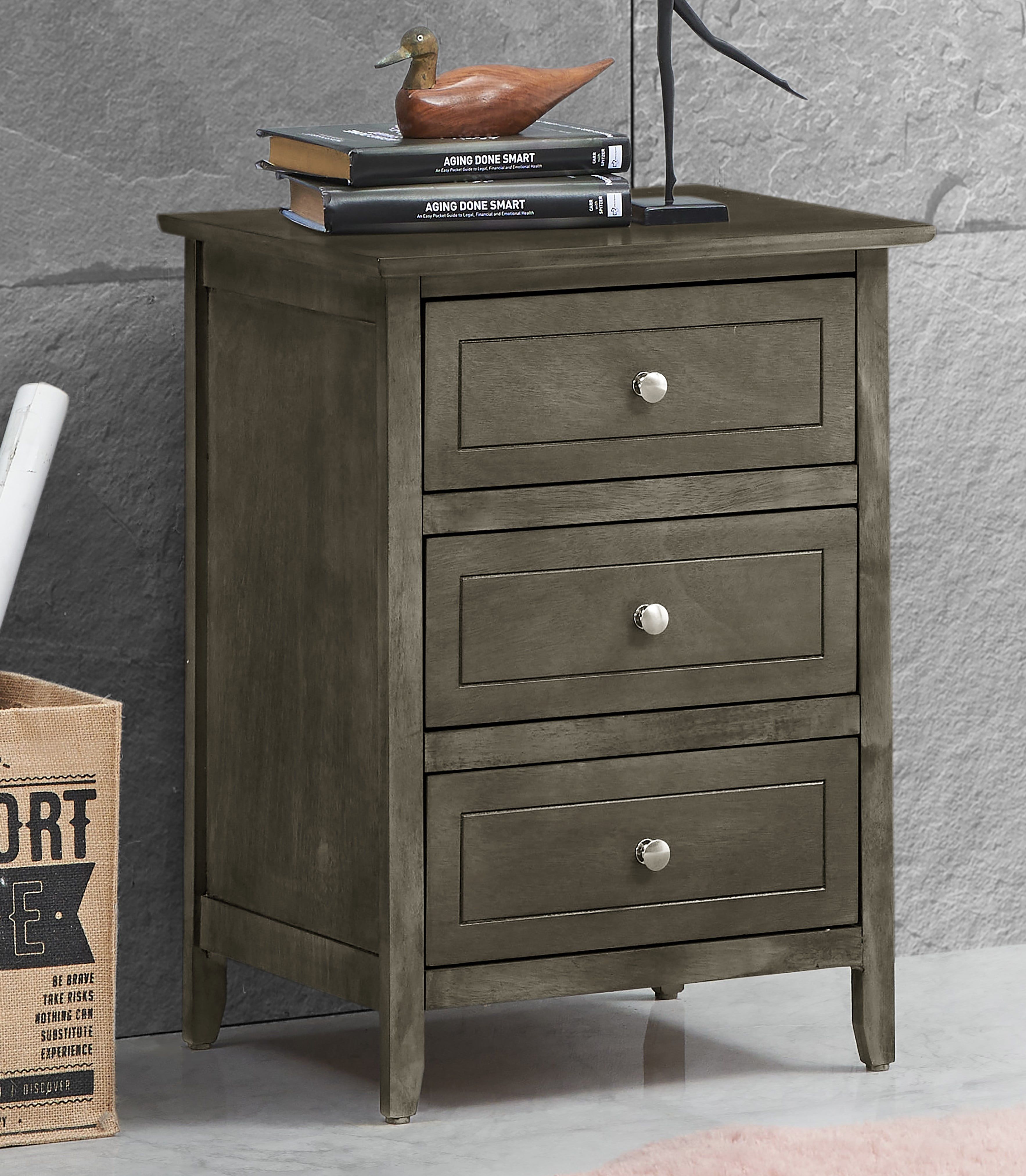 Gray Particle Board 3-Drawer Nightstand for Bedroom