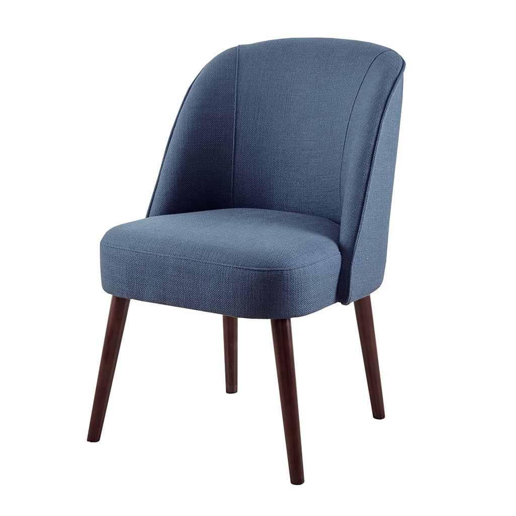 Blue Upholstered Birch Wood Curved Dining Chair