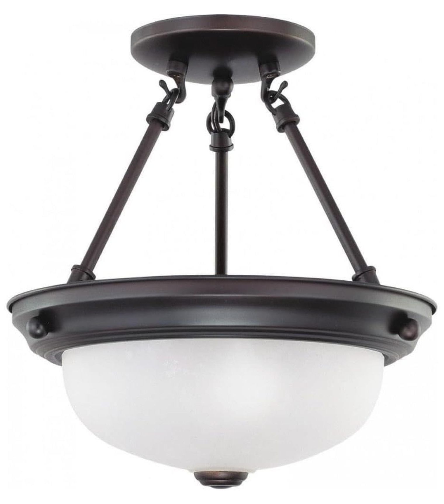 Elegant Mahogany Bronze 12" Semi Flush Mount with Frosted Glass