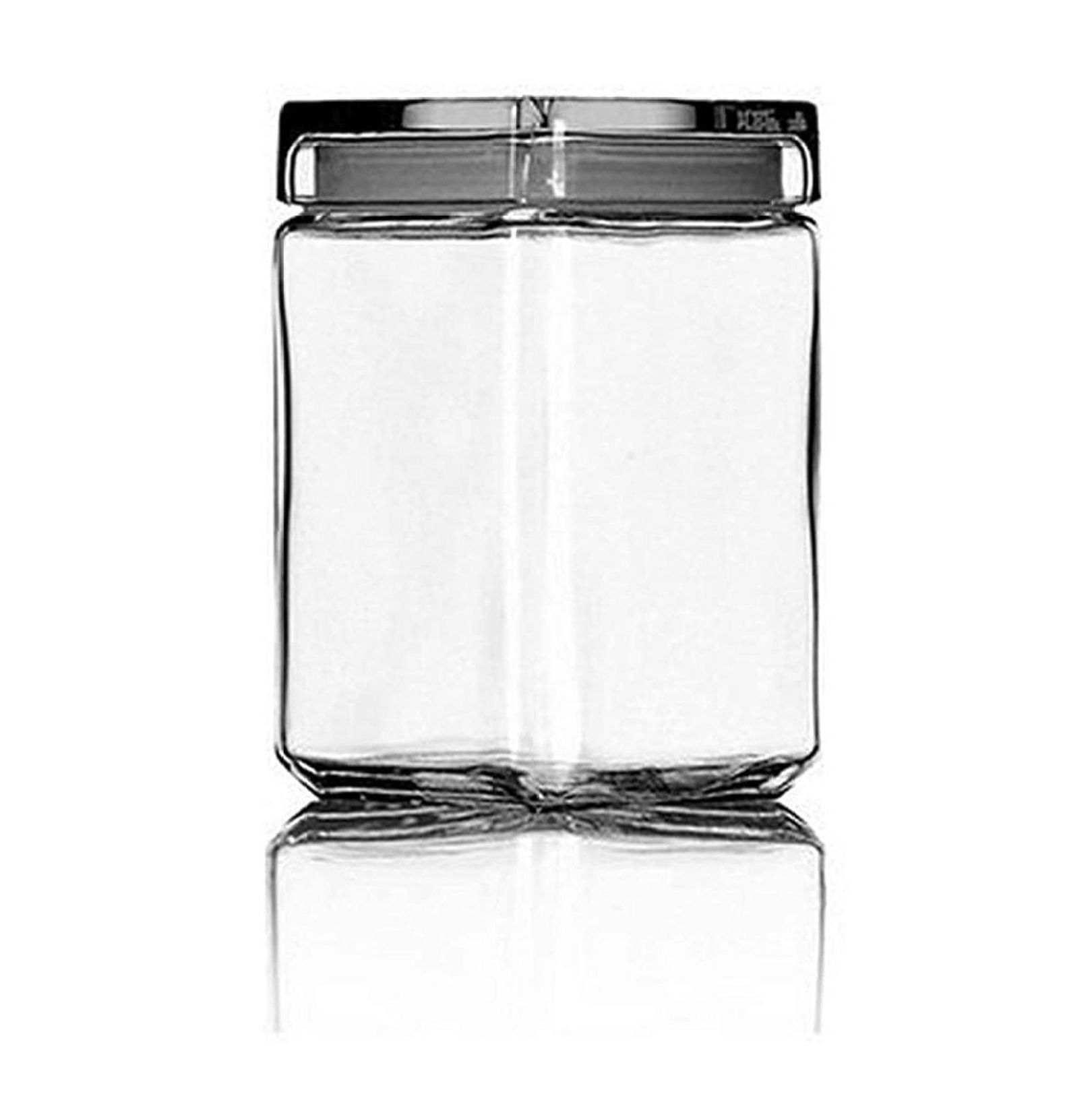 Clear Stackable Glass Jar Canister with Lid, 1.5 Qt