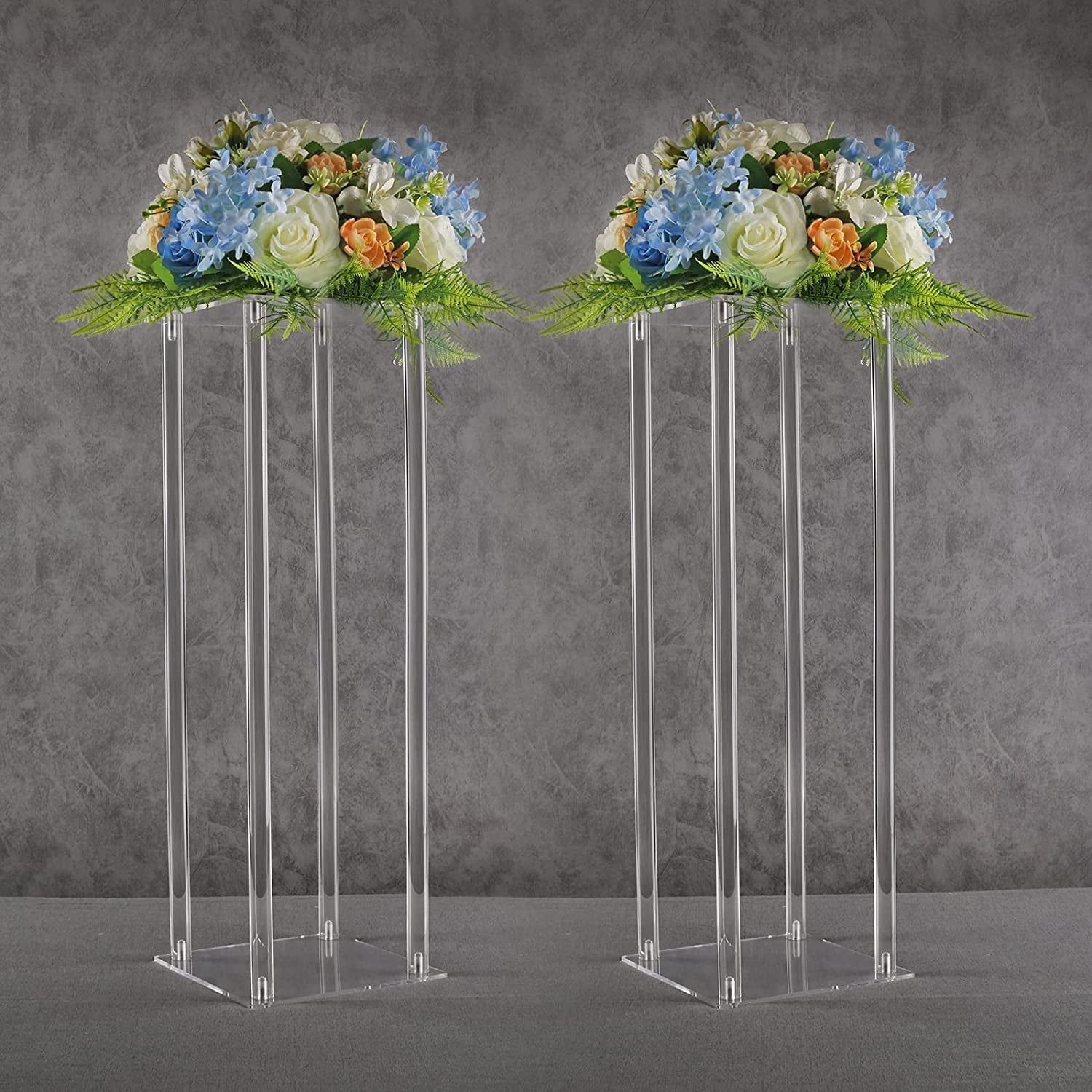 Clear Acrylic Tall Square Flower Stand Set