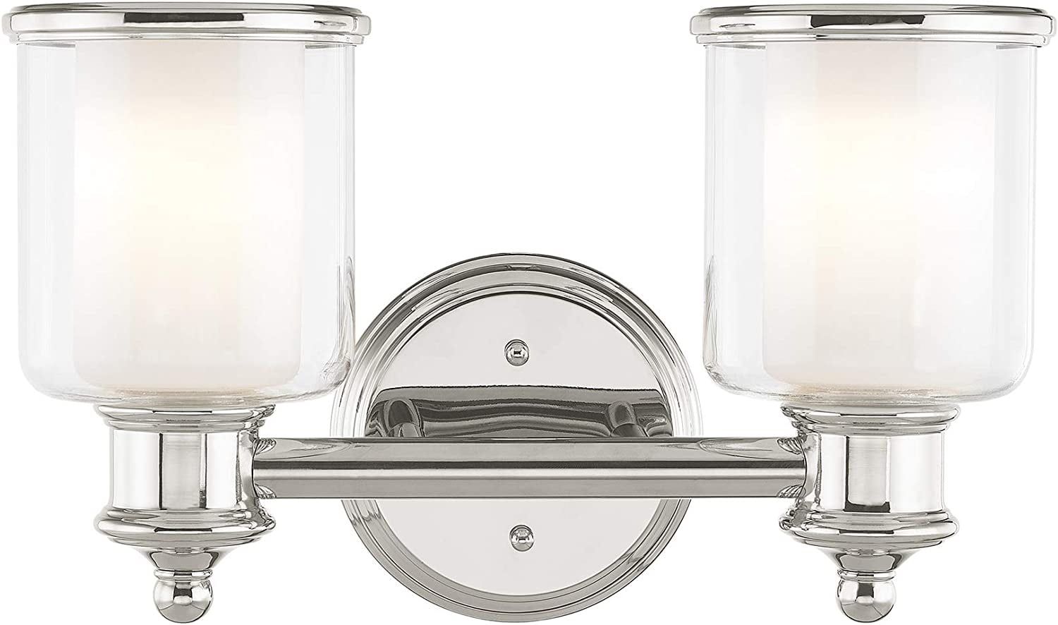 Polished Nickel 2-Light Vanity with Steel Frame