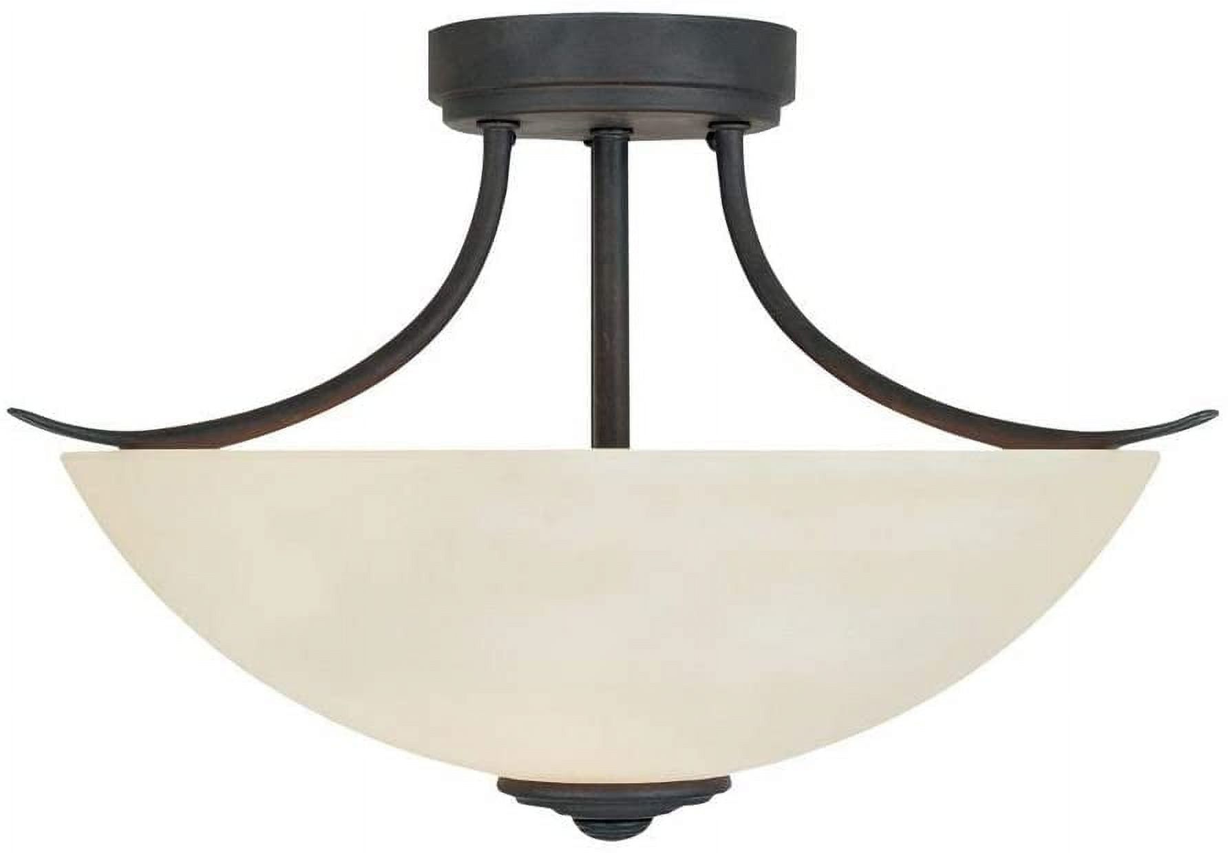 16" Bronze and Satin Bisque Glass Bowl Ceiling Light