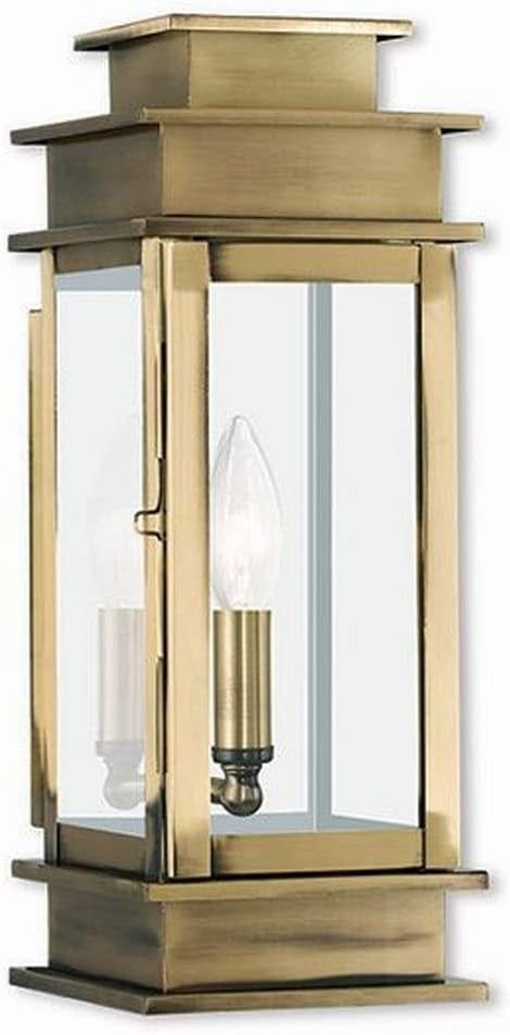 Antique Brass Clear Glass Outdoor Wall Lantern